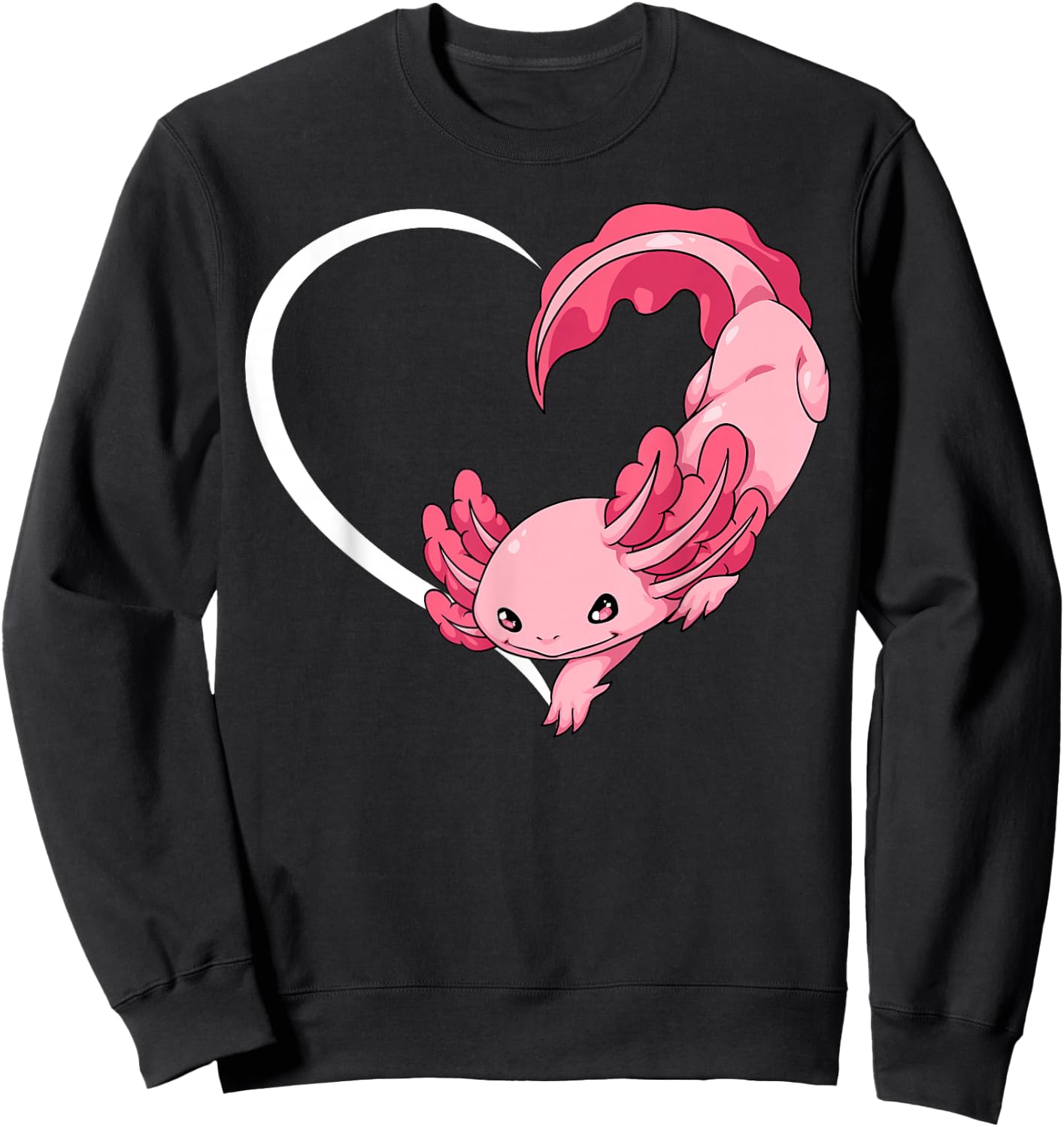Axolotl Shirts Girls Kids Heart Cute Axolotl Sweatshirt - Sweatshirt | Black