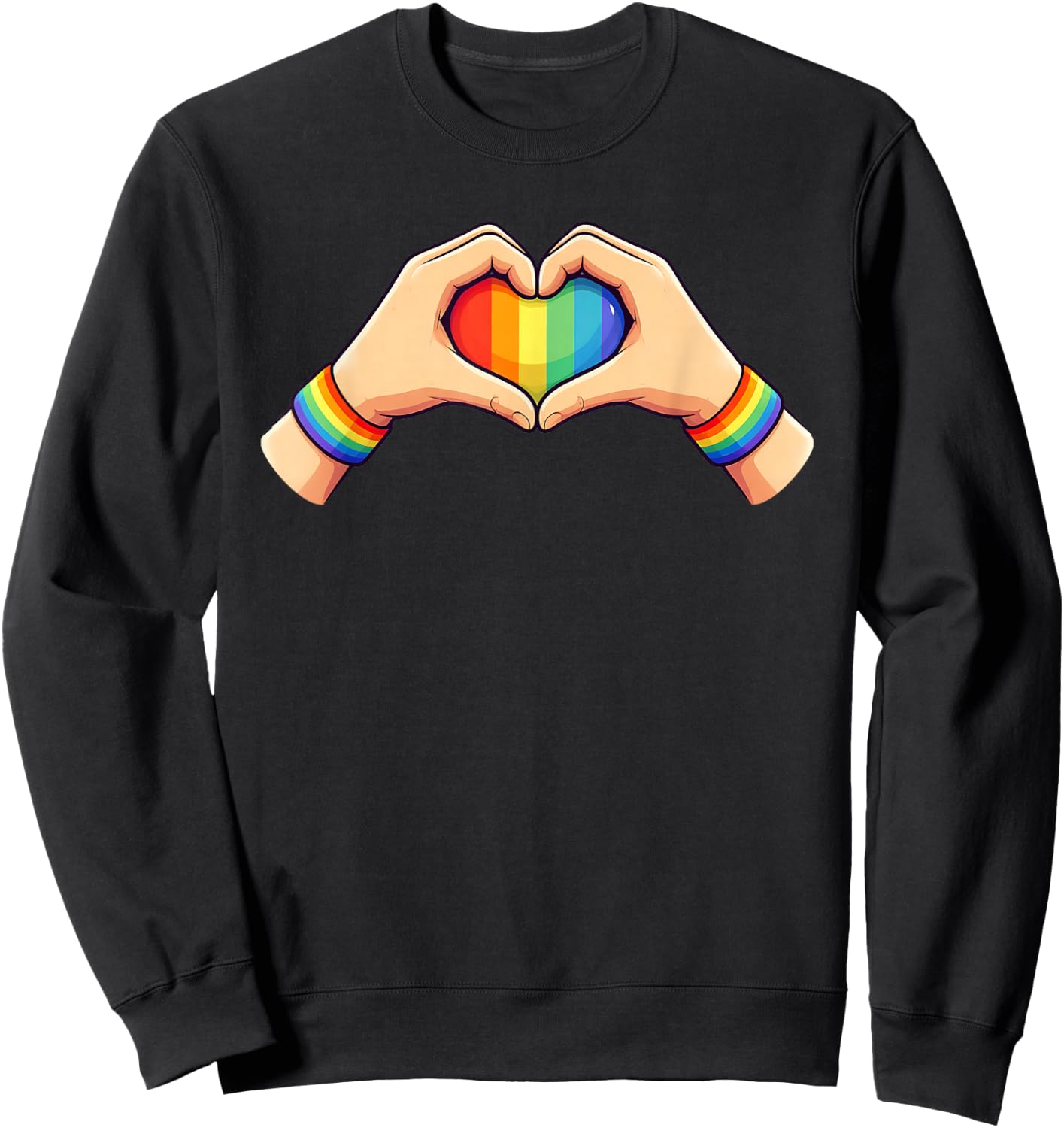 Gay Pride LGBT Rainbow Flag Heart Unity Sweatshirt - Sweatshirt | Black
