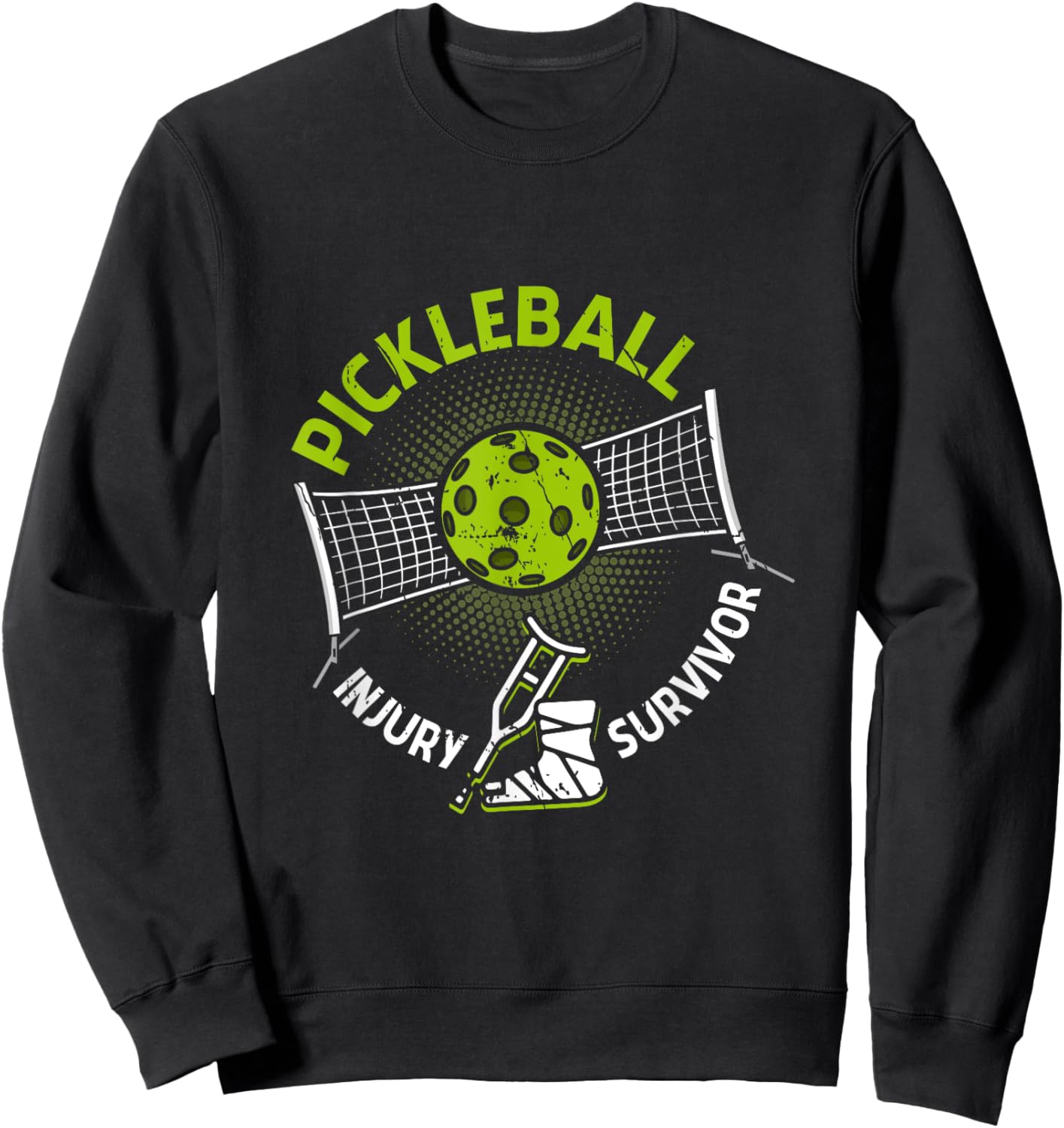 Pickleball Injury Survivor Funny Pickle Senior Sport Player Sweatshirt - Sweatshirt | Black