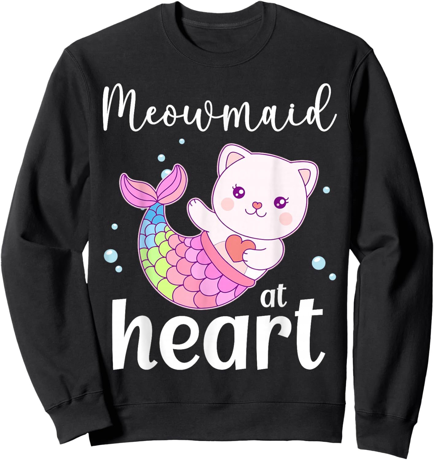 Mercat Moewmaid Mermaid Cat Sweatshirt - Sweatshirt | Black