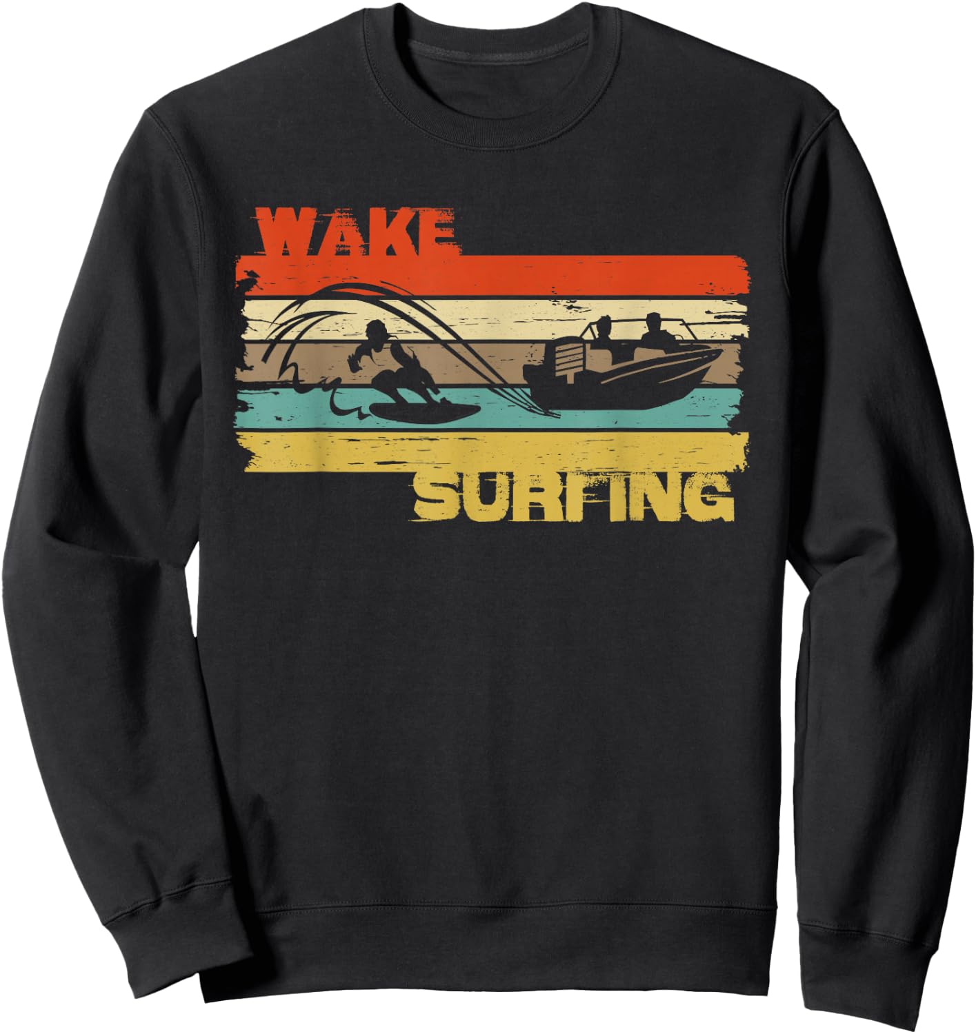 Wakesurfing wake surf vintage shirt for pro wakesurfer Sweatshirt - Sweatshirt | Black