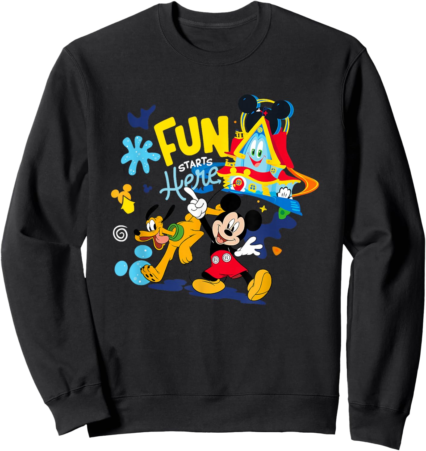 Disney Mickey And Friends Fun Starts Here Funhouse Group Sweatshirt - Sweatshirt | Black