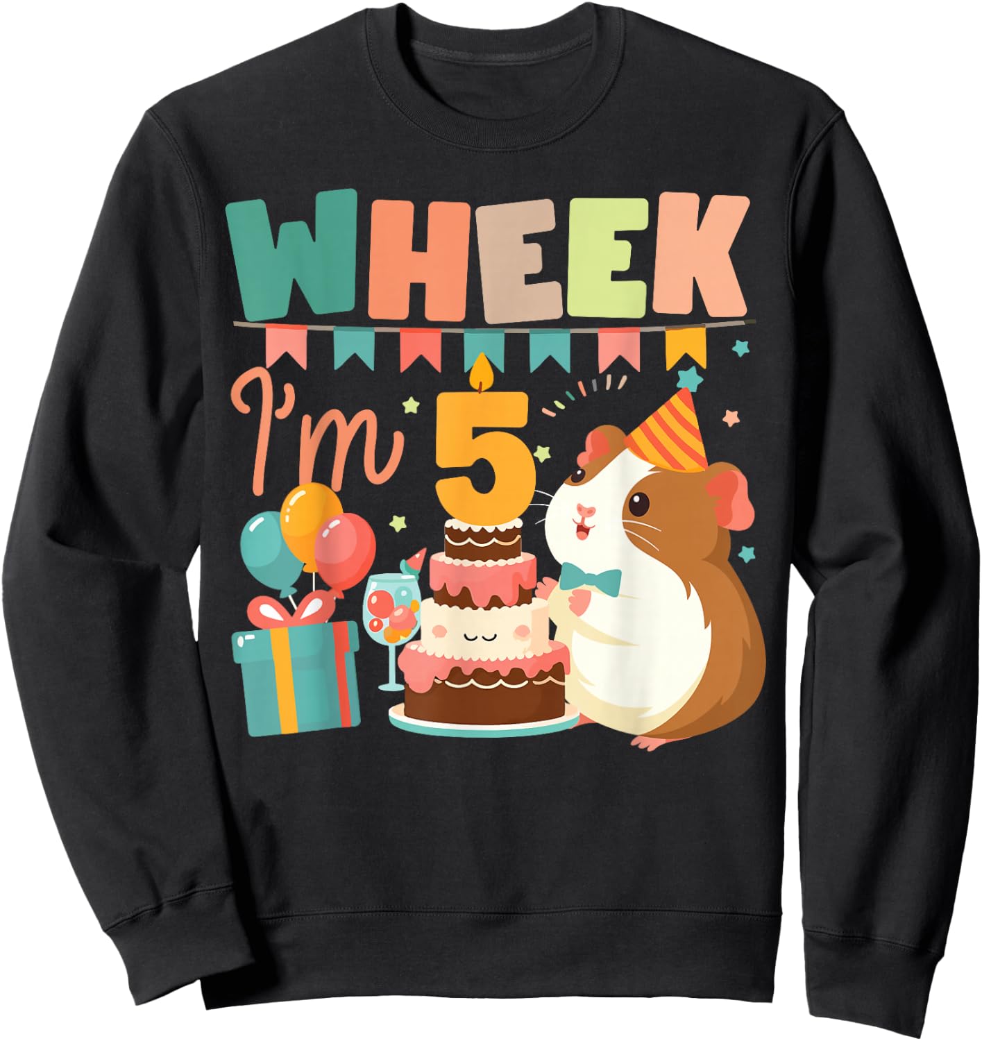 Guinea Pig 5th Birthday Wheek I'm 5 Sweatshirt - Sweatshirt | Black