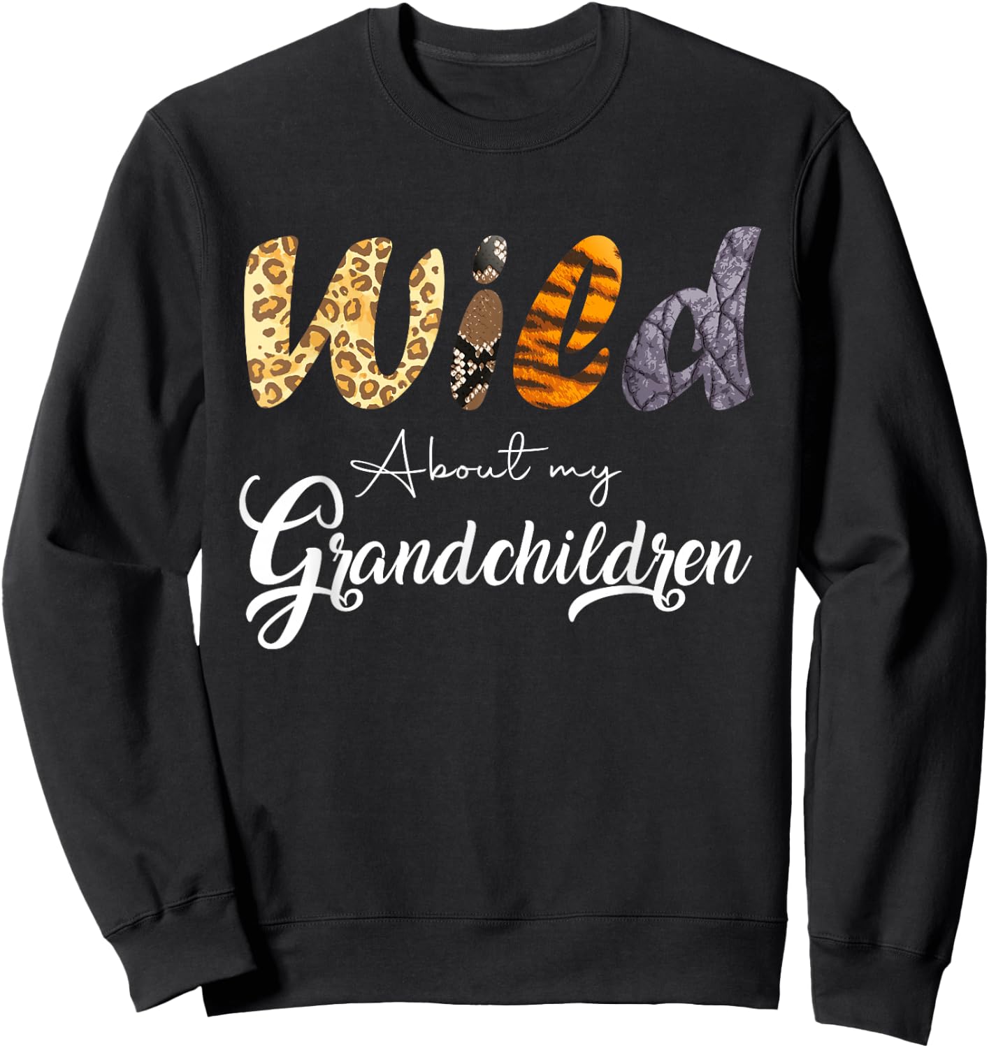 Family Grandparents Leopard Wild About My Grandchildren Sweatshirt - Sweatshirt | Black