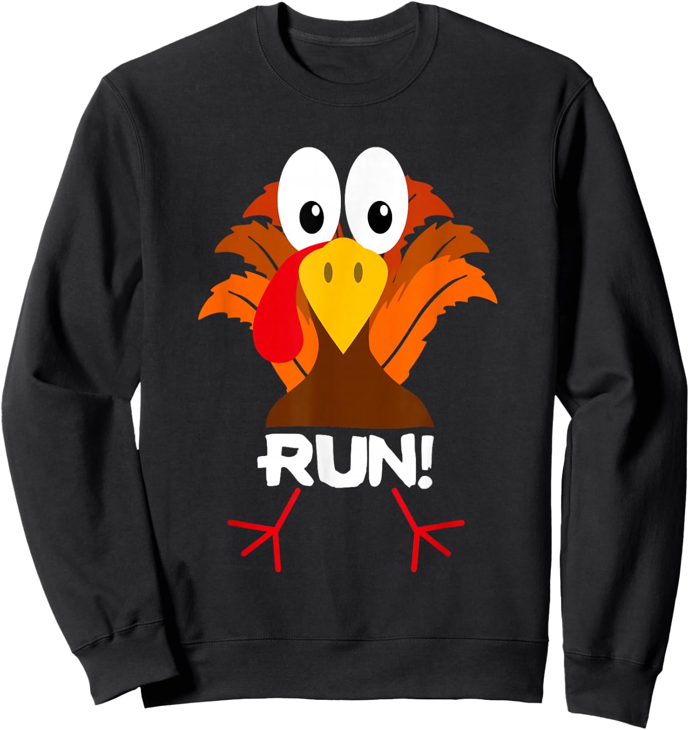 Turkey Costume Adult Running Face Turkey Trot Sweatshirt - Sweatshirt | Black