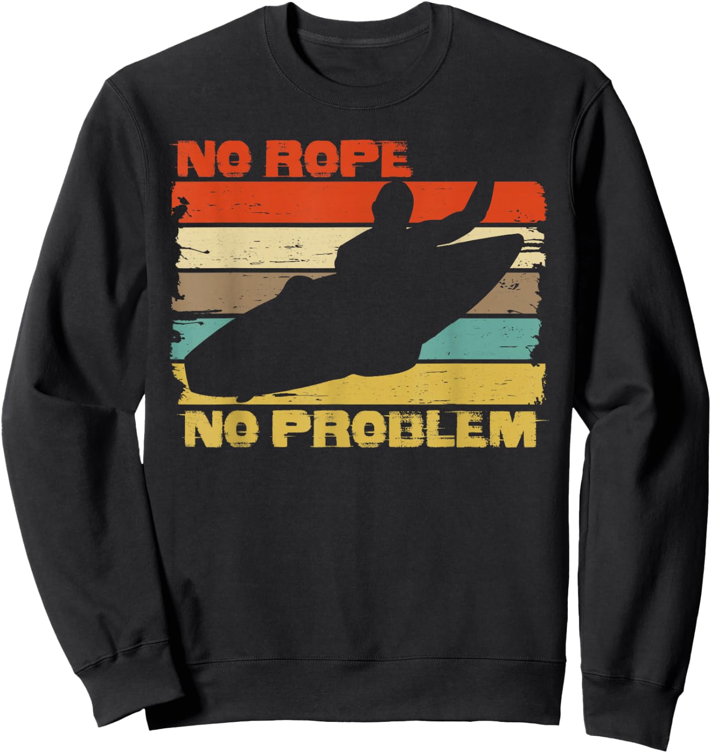Wakesurfing wake surf vintage NO ROPE shirt for wakesurfer Sweatshirt - Sweatshirt | Black