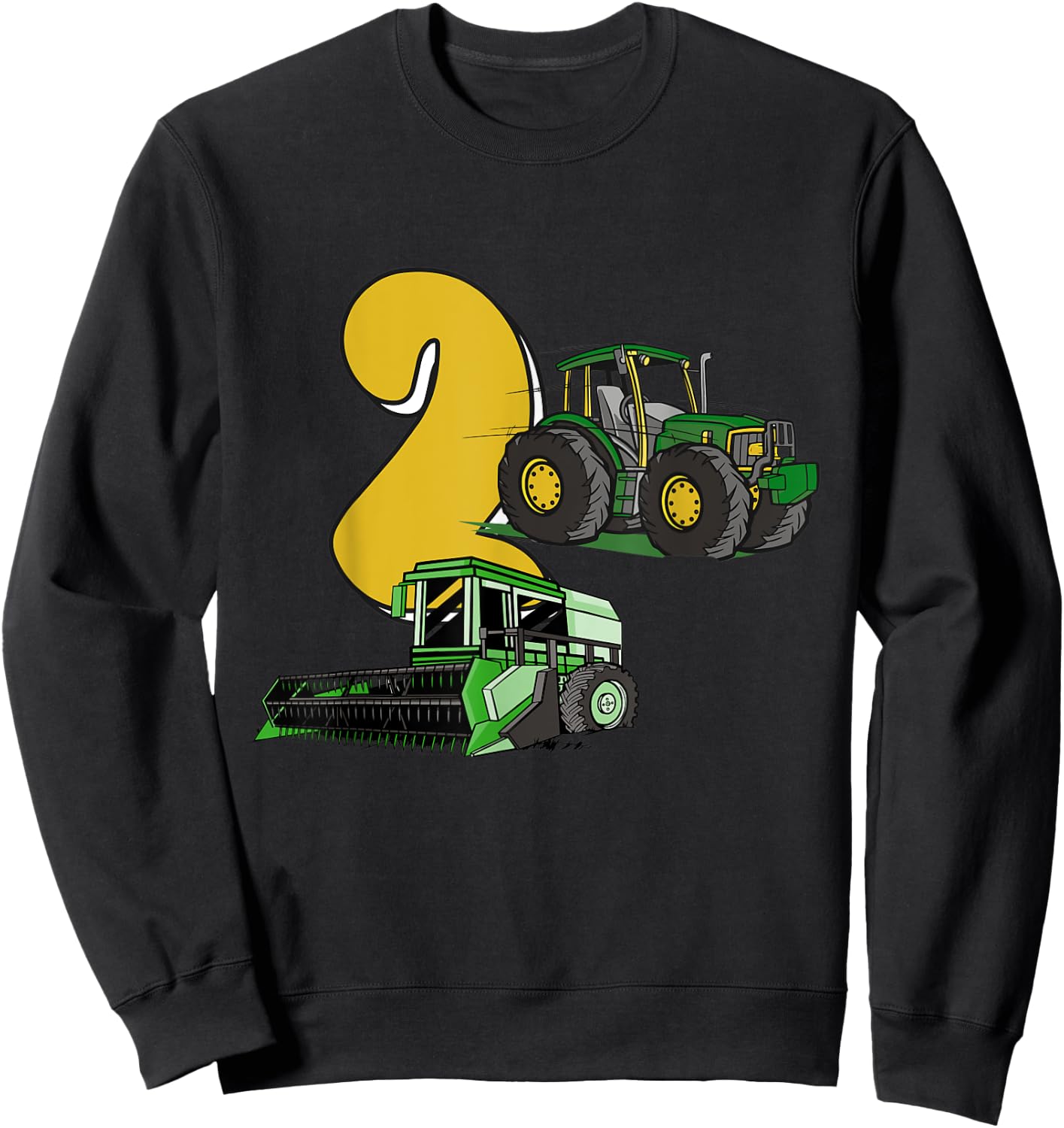 2. Geburtstag Junge, Traktor, Mähdrescher, Bauernhof Kinder Sweatshirt - Sweatshirt | Black