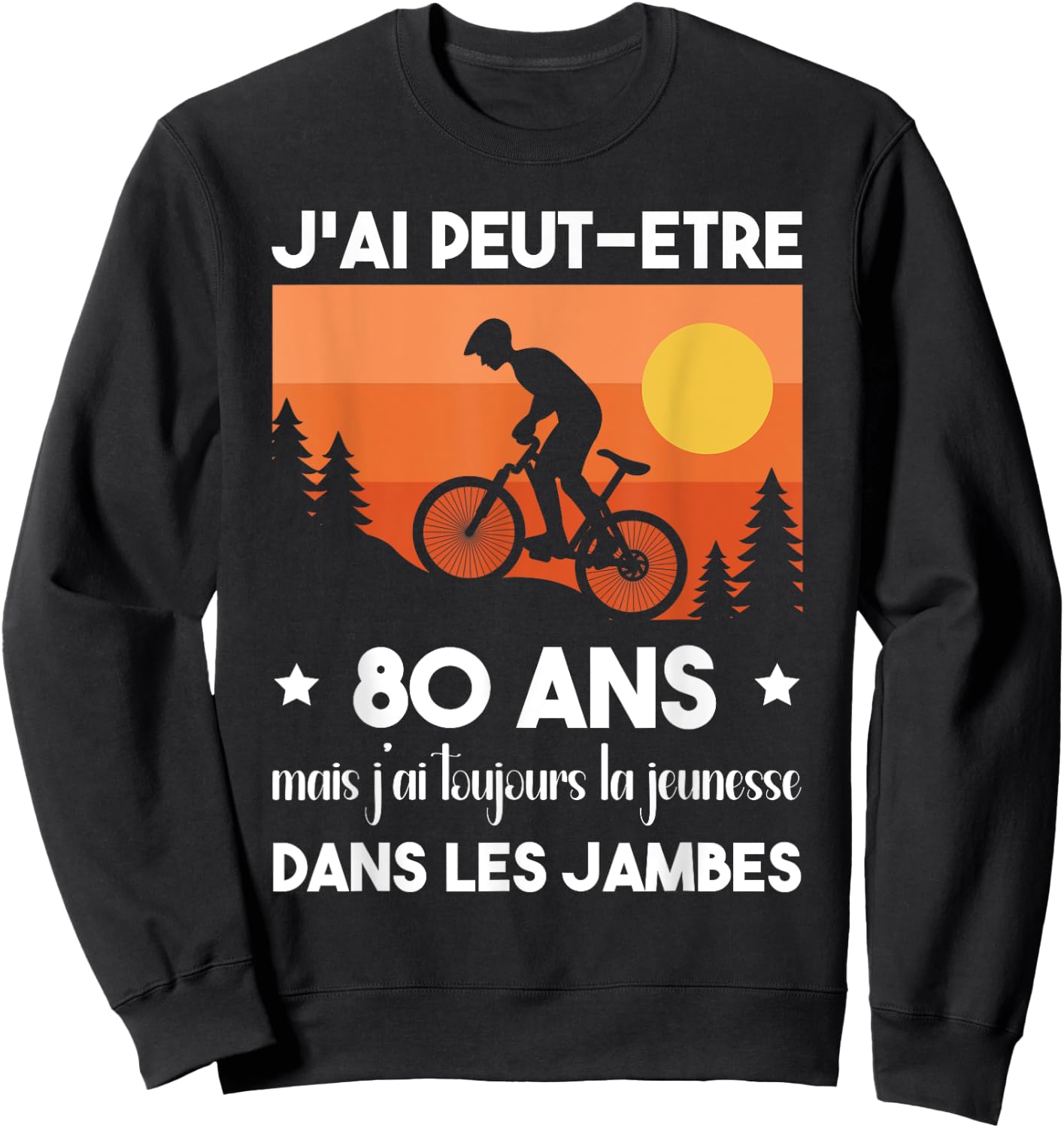 80 Years Birthday Bicycle Vintage Humor Cycling , Black, S Sweatshirt - Sweatshirt | Black