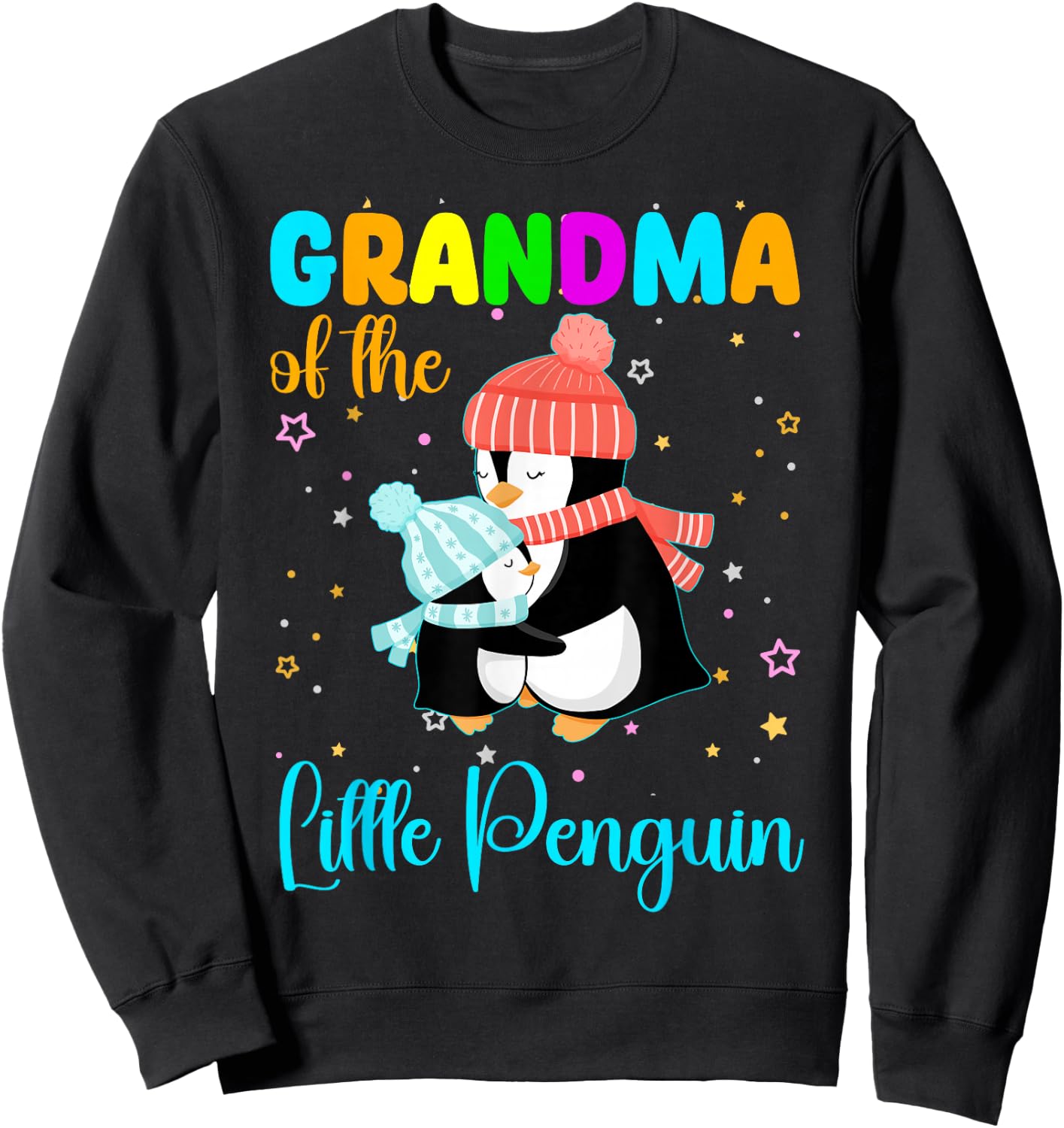 Grandma Of Little Penguin Birthday Family Matching Sweatshirt - Sweatshirt | Black