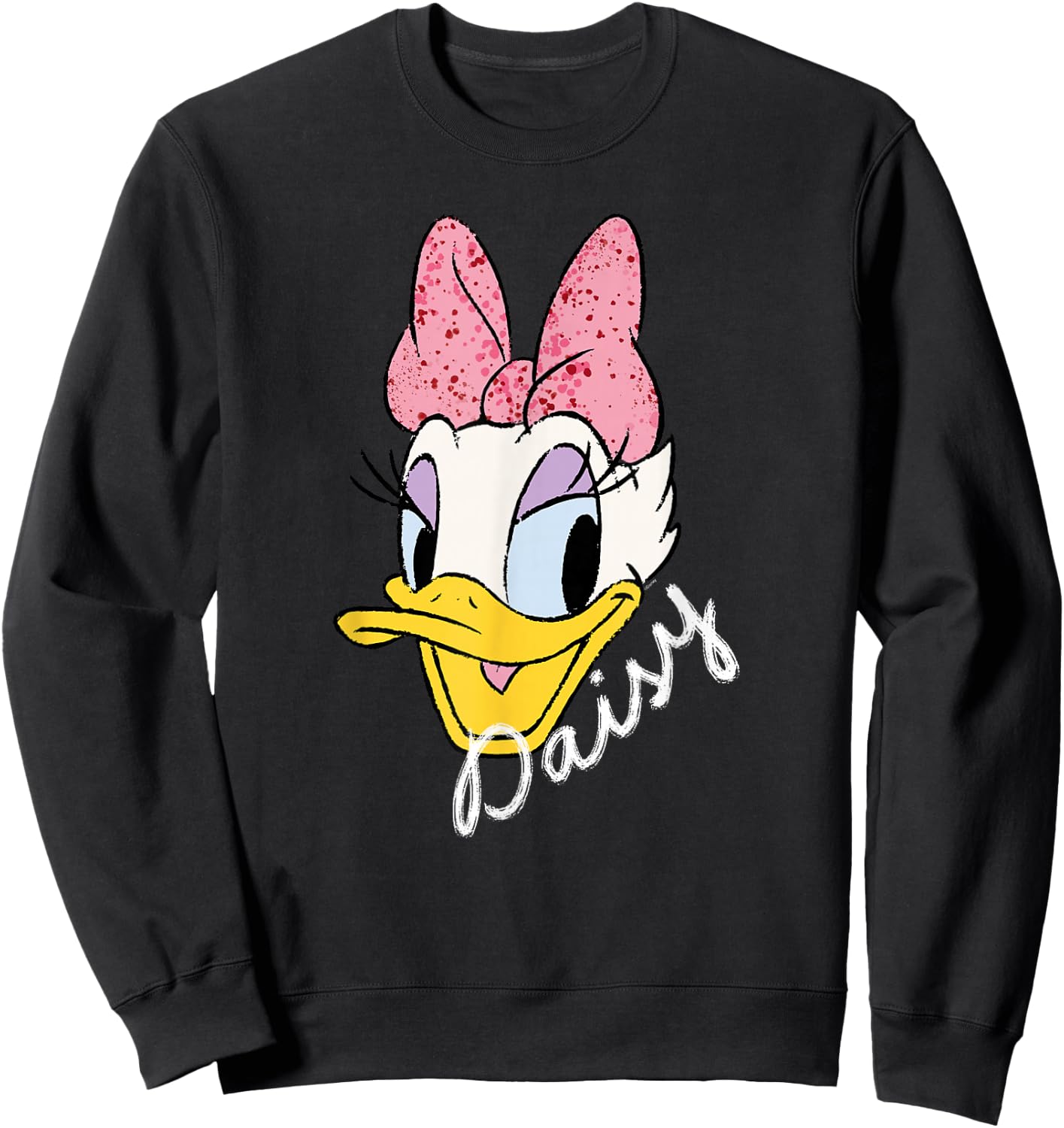 Disney Daisy Duck Sassy & Glamorous Speckled Bow and Name Sweatshirt - Sweatshirt | Black