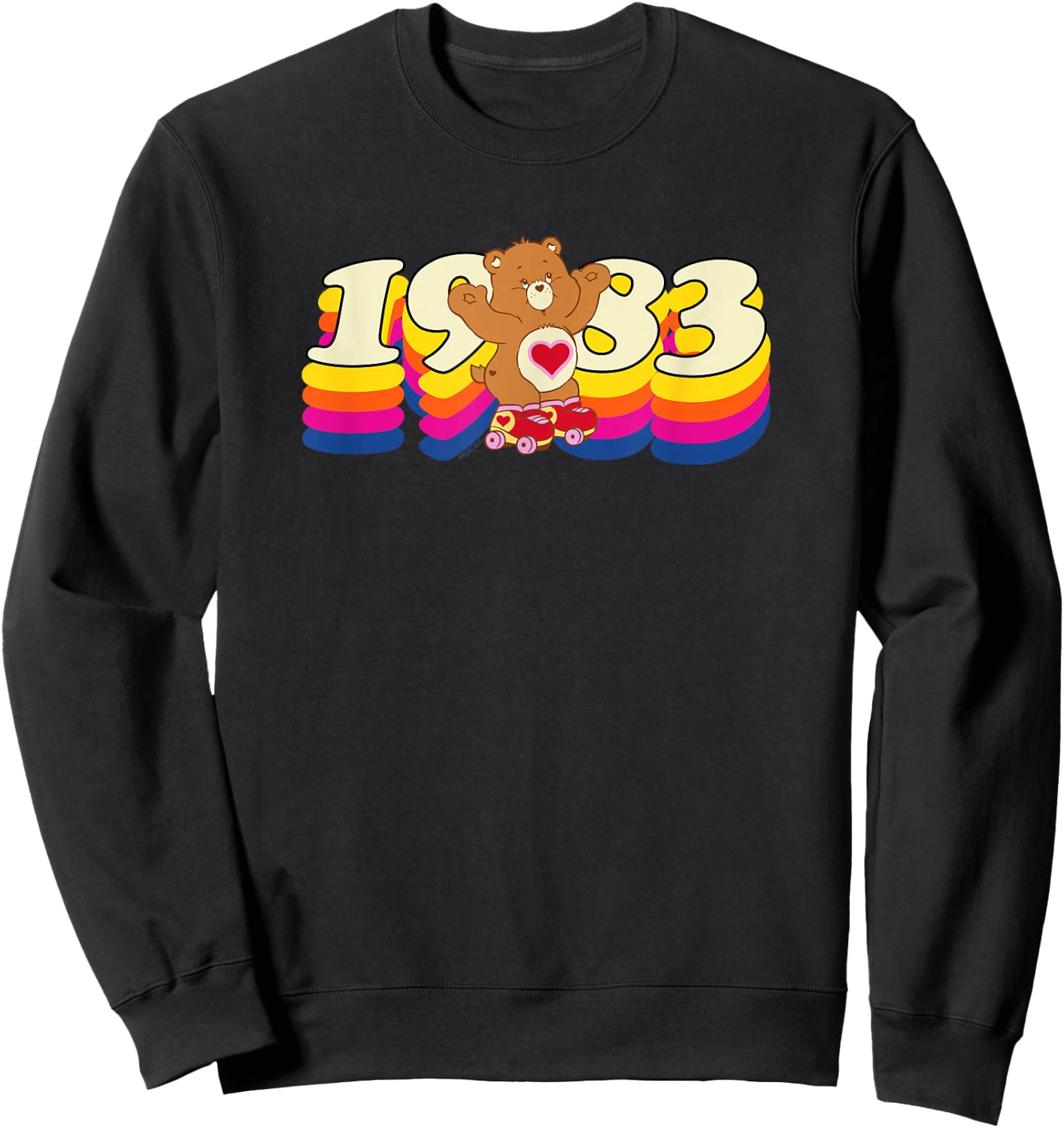 Care Bears Tenderheart 1983 Rollerskating Retro Cartoon Sweatshirt - Sweatshirt | Black