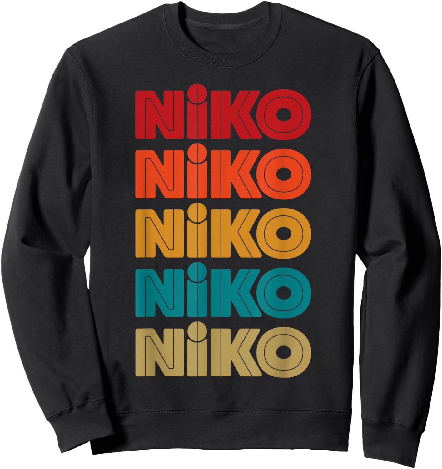 Niko Name, Retro Given Name Colorful Inline Font Sweatshirt - Sweatshirt | Black