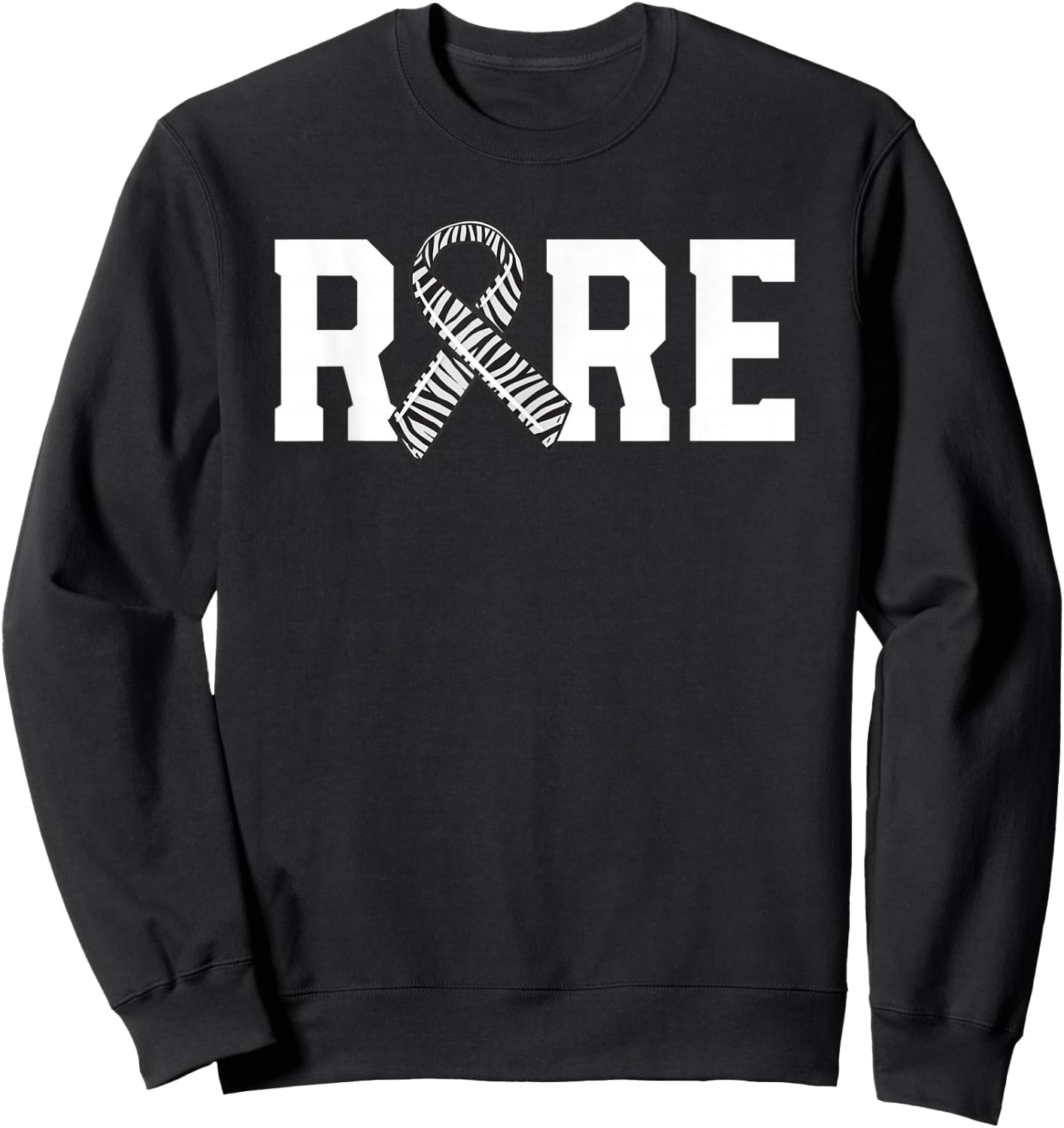 Rare Disease Awareness Walk Zebra Ribbon EDS Carcinoid Sweatshirt - Sweatshirt | Black