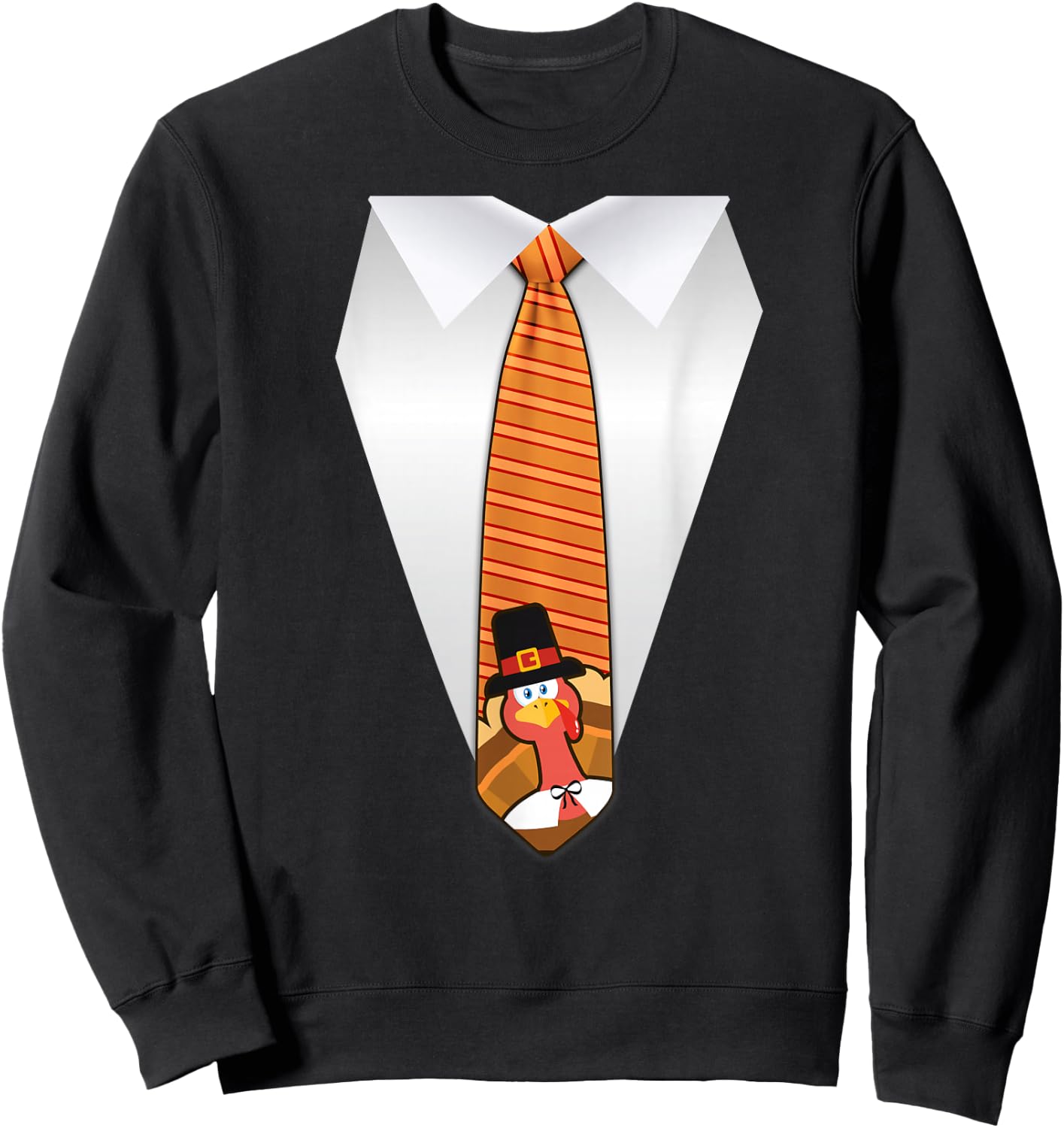 Oh Boy Love It Thanksgiving Family Dinner Tie, Funny Thanksgiving Turkey Tie Sweatshirt - Sweatshirt | Black
