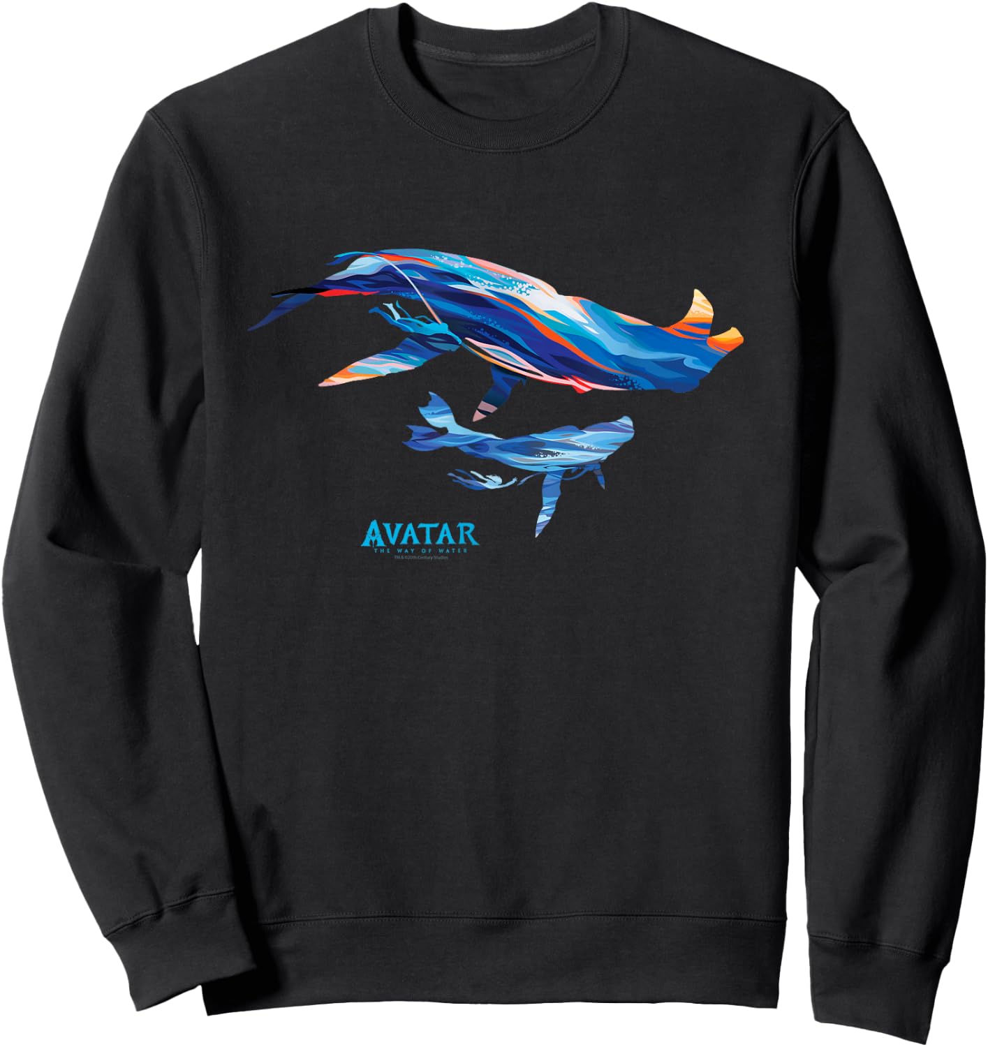 Avatar: The Way of Water Tulkun Mother and Calf Illustrated Sweatshirt - Sweatshirt | Black