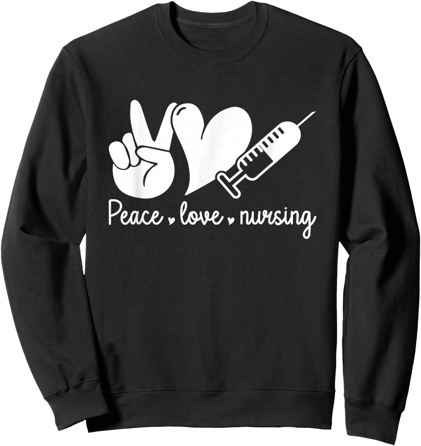 Peace Love Nursing Leopard Print Cute Nurse , Small, Black Sweatshirt - Sweatshirt | Black