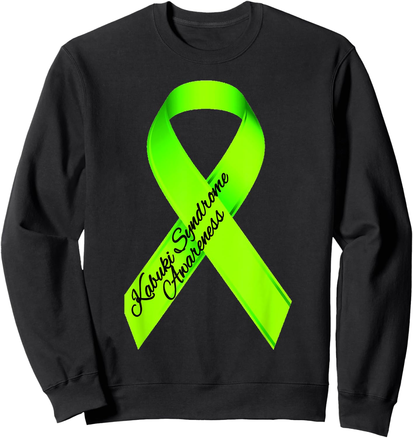 Kabuki Syndrome Awareness Lime Green Graffiti Ribbon Sweatshirt - Sweatshirt | Black