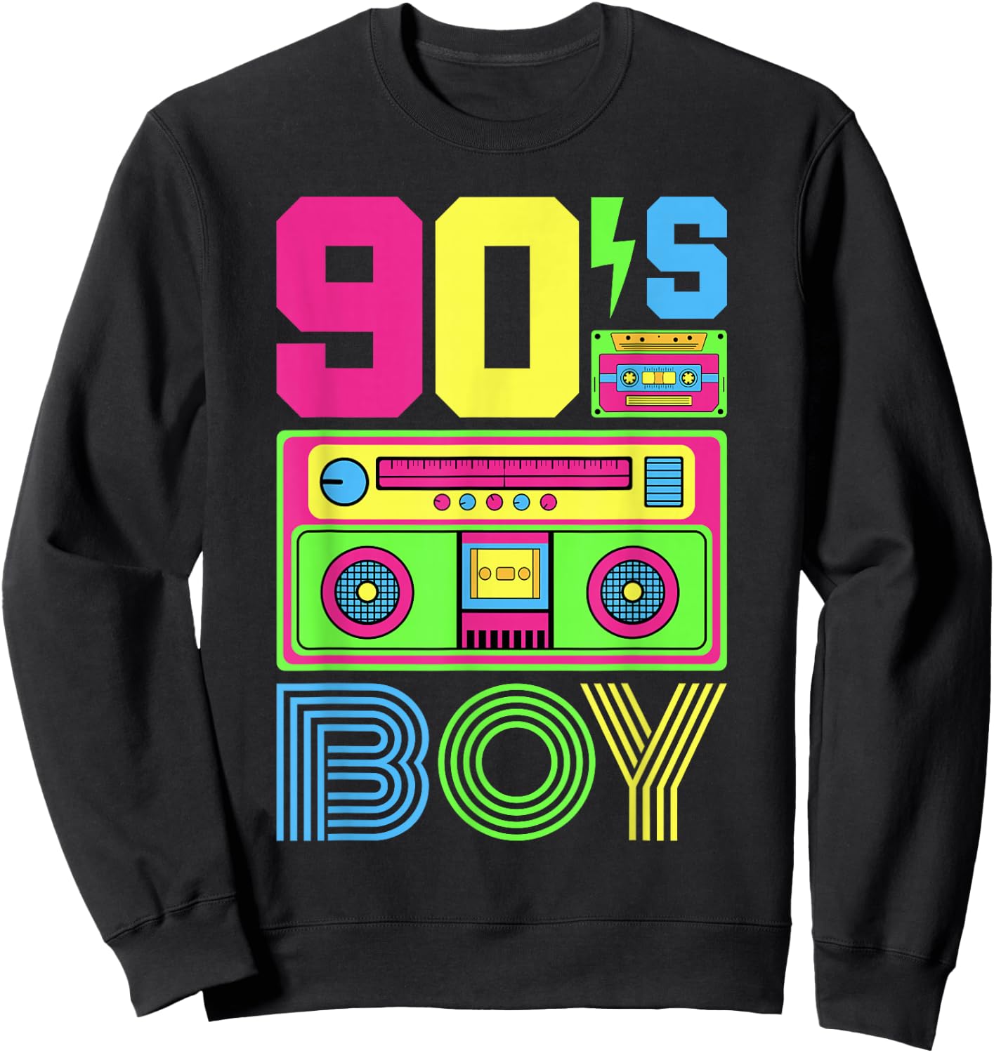 90s Boy 1990s Fashion 90 Theme Party Outfit Nineties Costume Sweatshirt - Sweatshirt | Black
