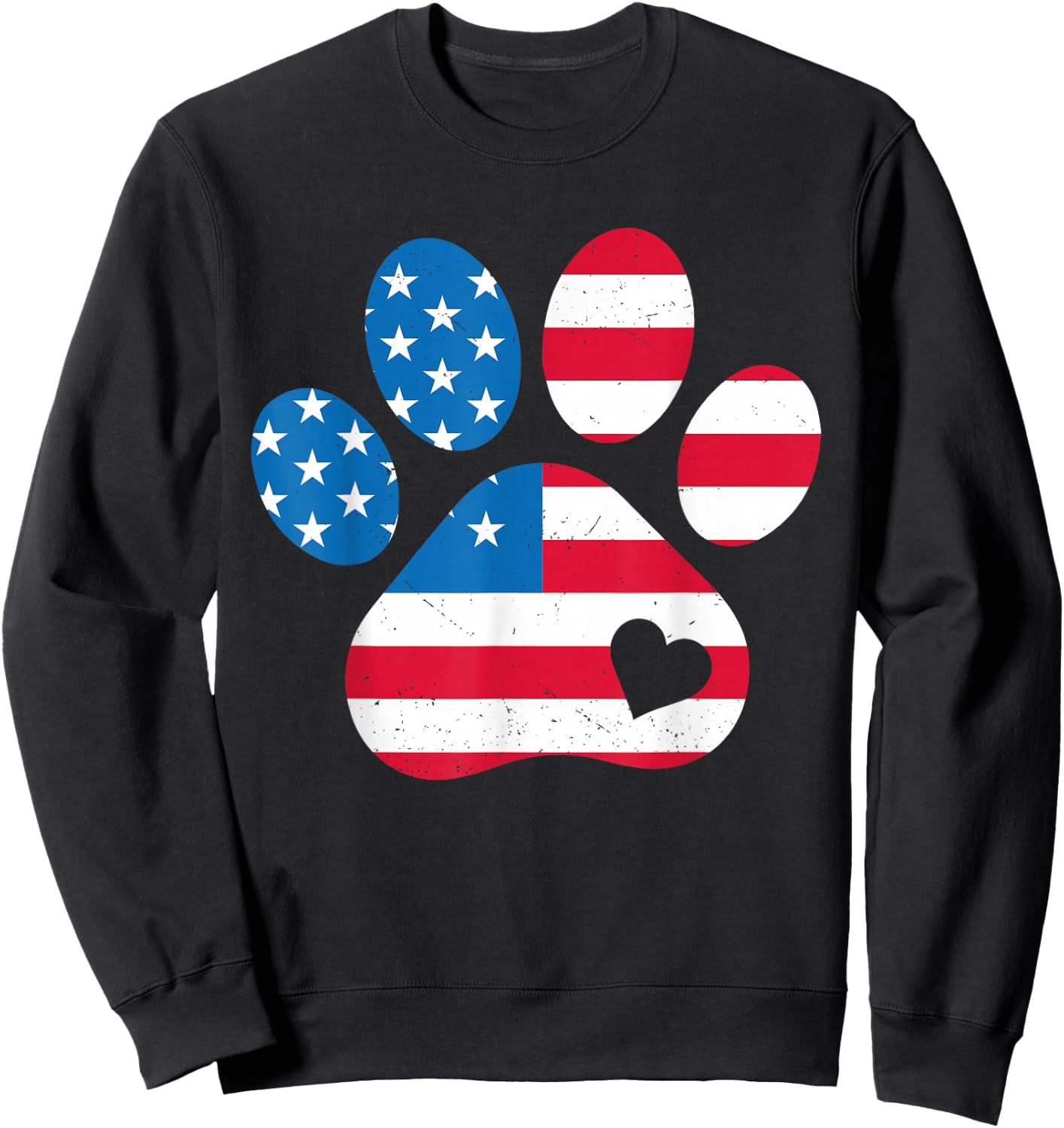 USA Dog Paw Print American 4th of July Puppy Paws Patriotic Sweatshirt - Sweatshirt | Black