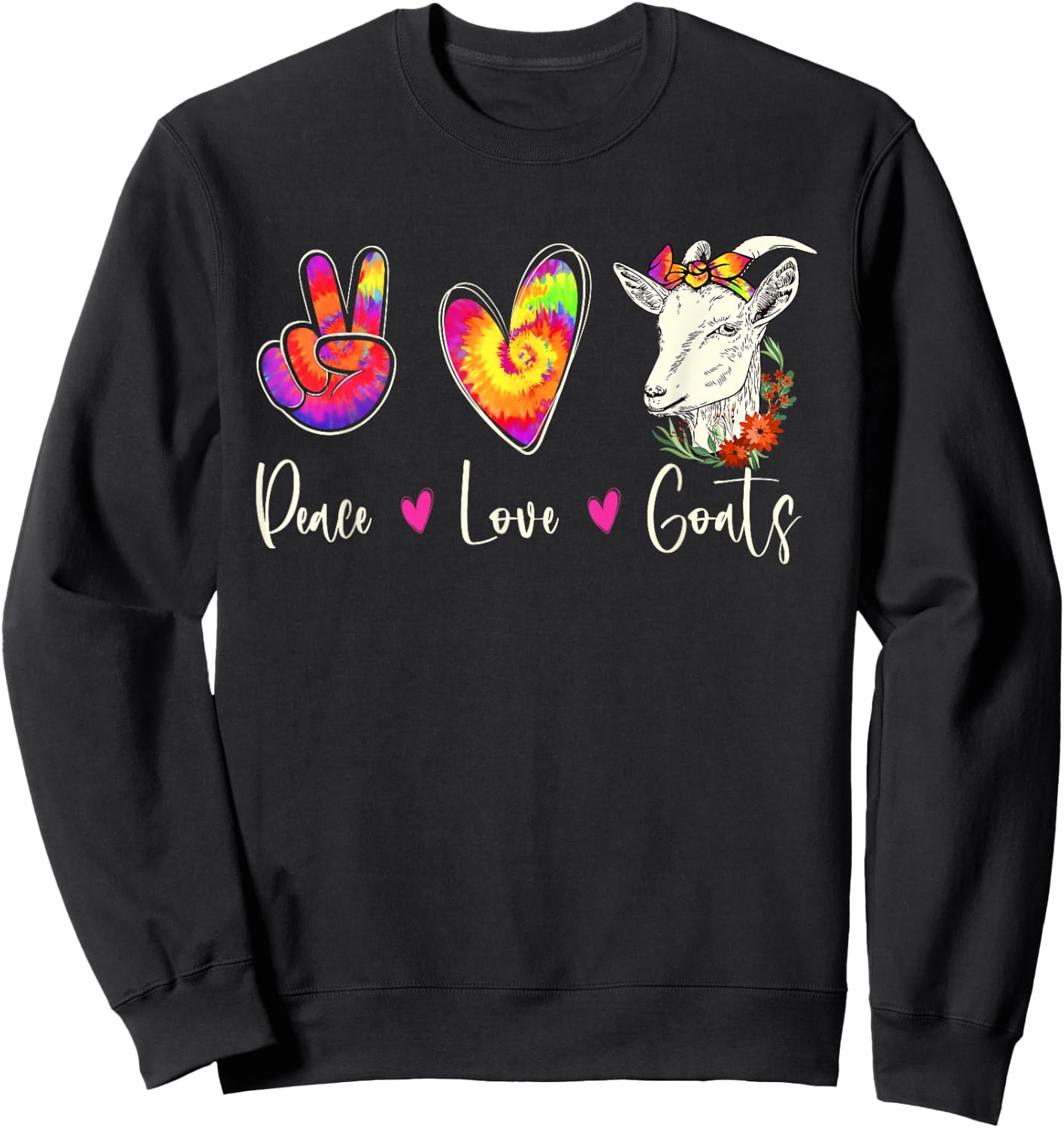 Peace Love Goats - Goat Whisperer Farm Animal Lover Farmer Sweatshirt - Sweatshirt | Black