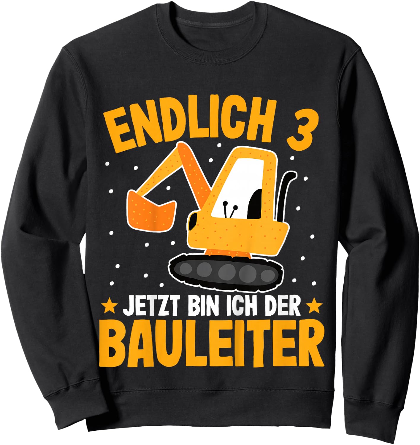 Children's Excavator 3 Years Boy | Boys 3rd Birthday Digger , black Sweatshirt - Sweatshirt | Black