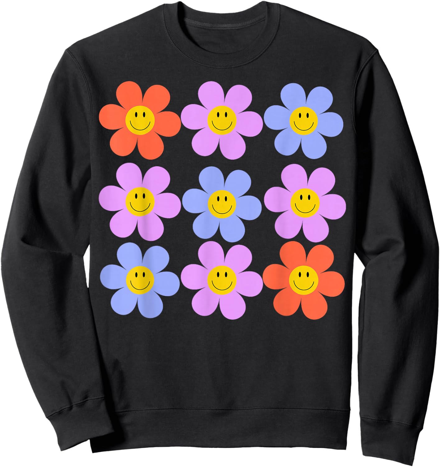 Hippie Retro Flower Power Kawaii Blumen Floral 60er 70er Jahre Sweatshirt - Sweatshirt | Black