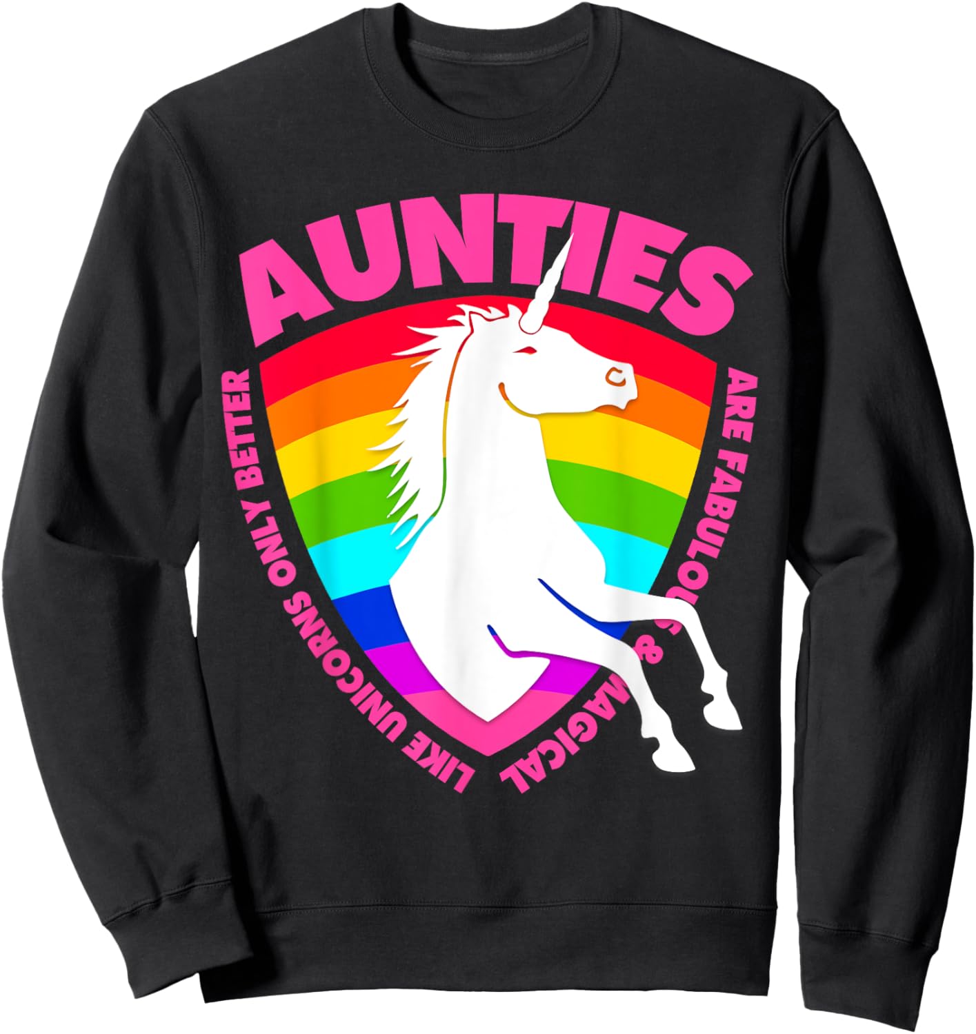 Unicorn Aunt Kids Girls Favorite Auntie Sweatshirt - Sweatshirt | Black