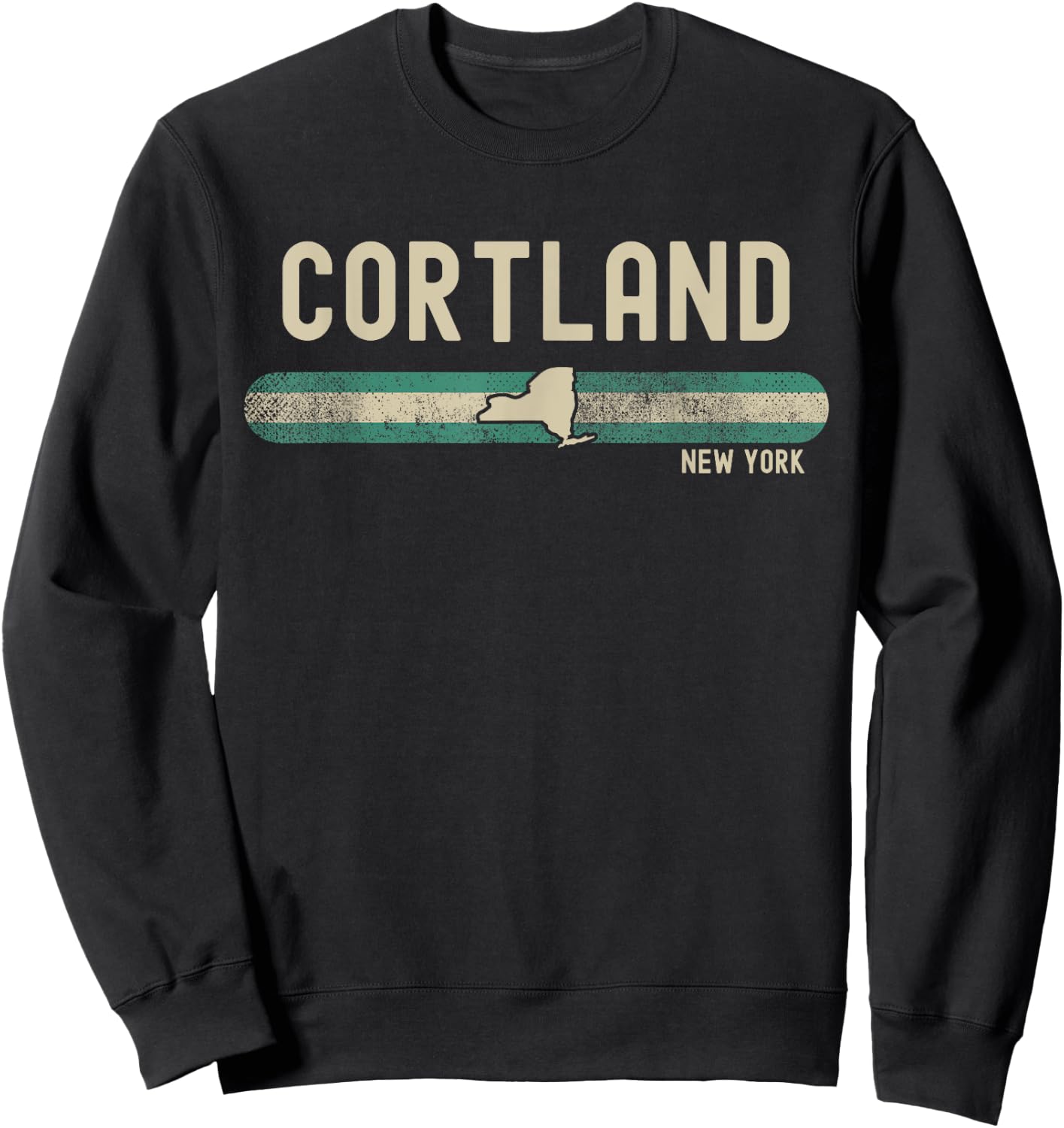 Cortland NY | New York | Travel & 80s Style Sweatshirt - Sweatshirt | Black