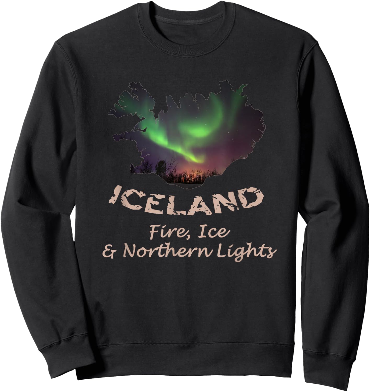 Iceland - Fire Ice & Northern Lights Aurora Sweatshirt - Sweatshirt | Black