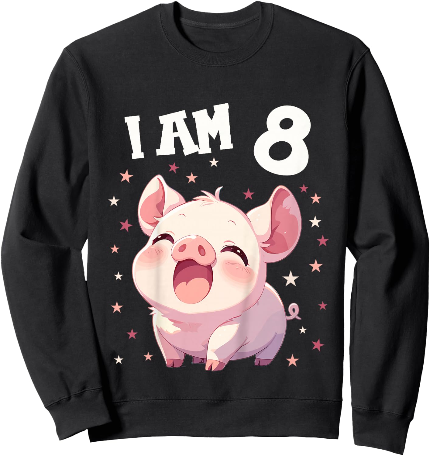 Kids 8 Years old 8 birthday Pigs Boy Girl Pig Sweatshirt - Sweatshirt | Black