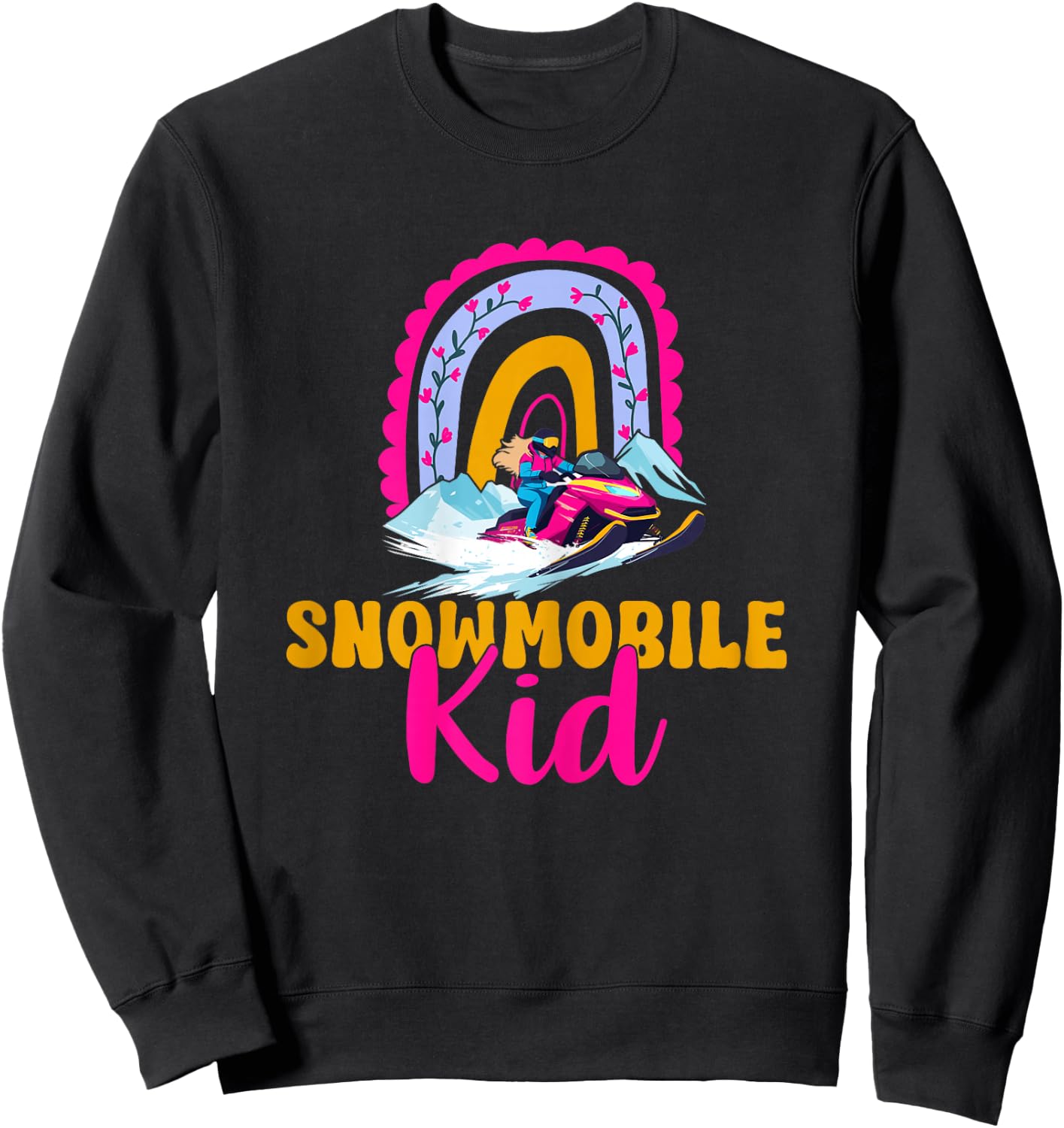 Snowmobile Kid Boho Rainbow Future Snowmobile Rider Sweatshirt - Sweatshirt | Black