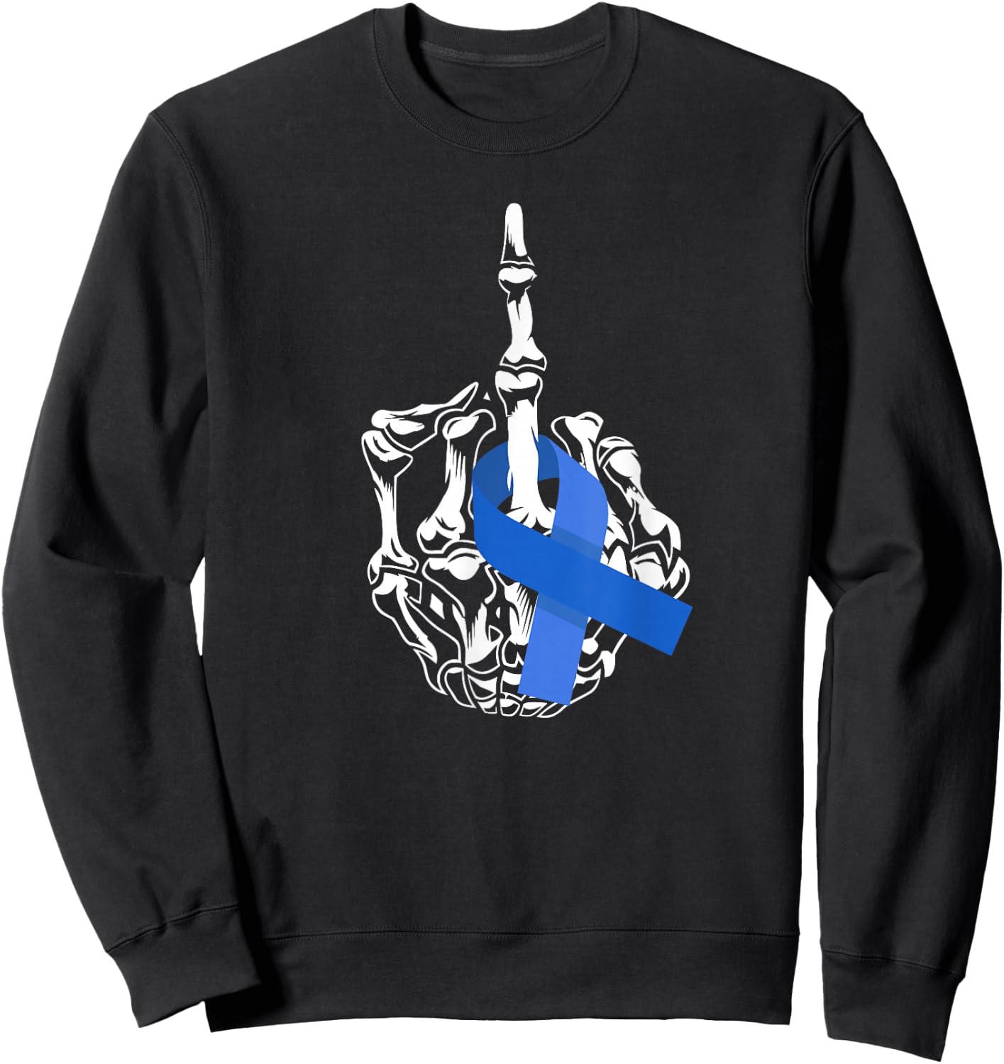 Fuck Colon Cancer Middle Finger Ribbon Colon Cancer Sweatshirt - Sweatshirt | Black