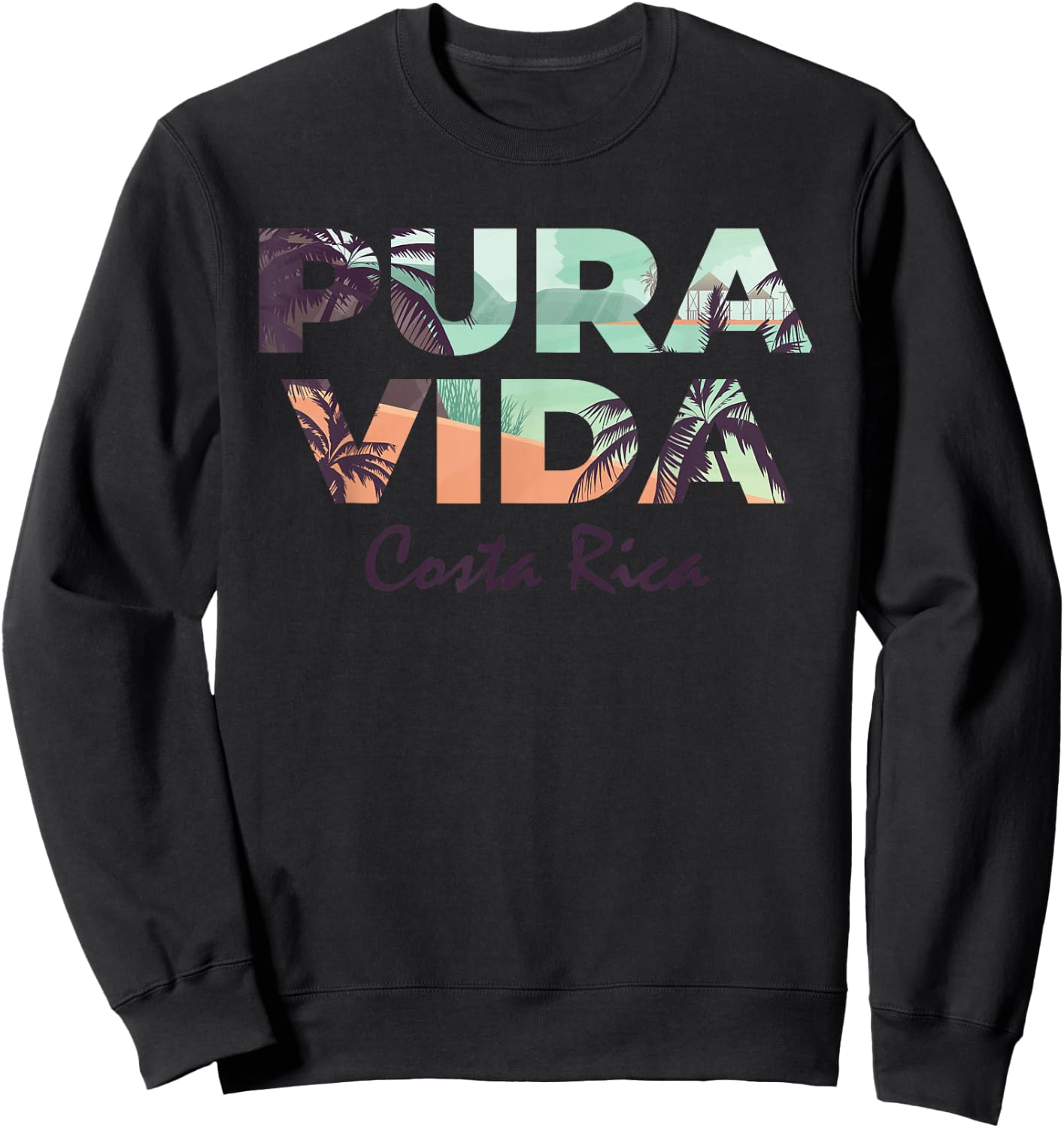 Pura Vida Costa Rica Colorful Tropical Beach , gray Sweatshirt - Sweatshirt | Black