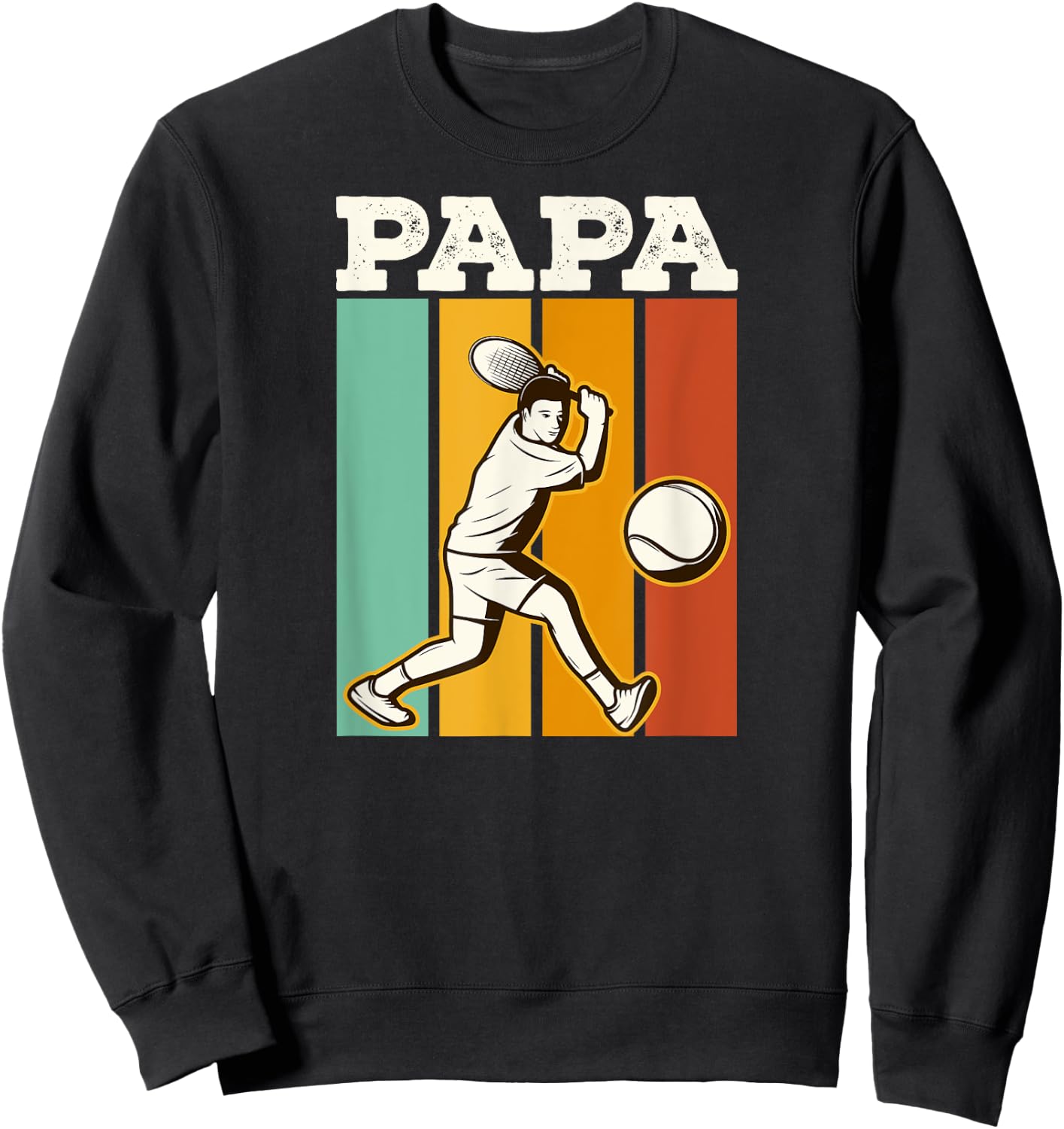 Tennis Papa 70s Retro Style Tennis Fathers Day Sweatshirt - Sweatshirt | Black
