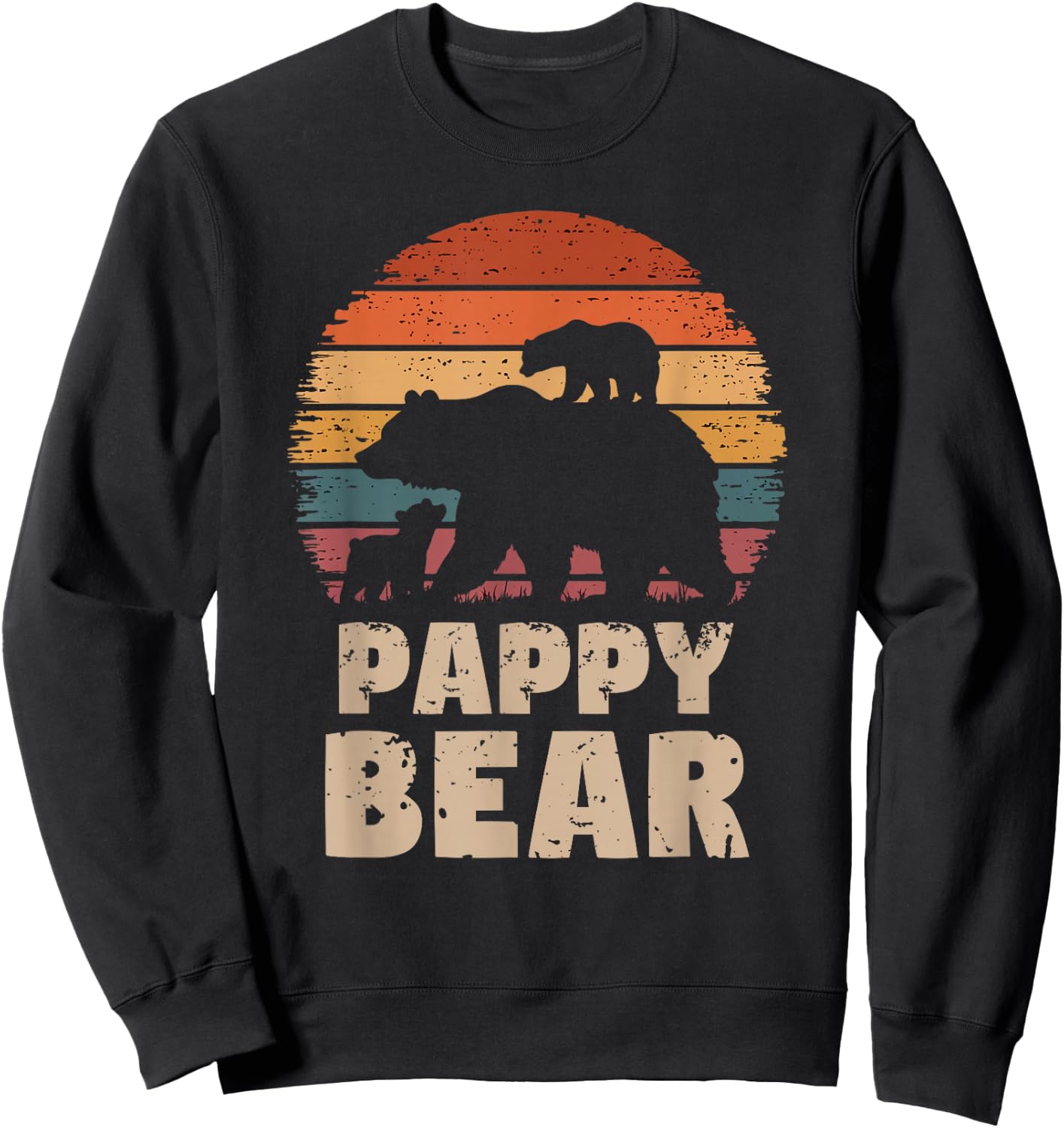 Pappy Bear Vintage Retro Funny Father's Day 2 Cubs Kids Sweatshirt - Sweatshirt | Black