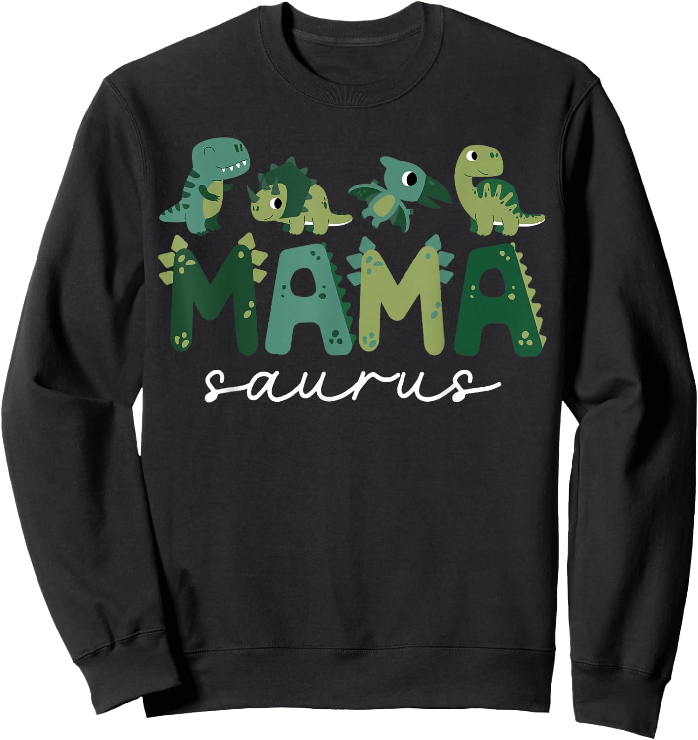 Mama Saurus Mom Dinosaur Three Rex Birthday Boy Girl Family Sweatshirt - Sweatshirt | Black