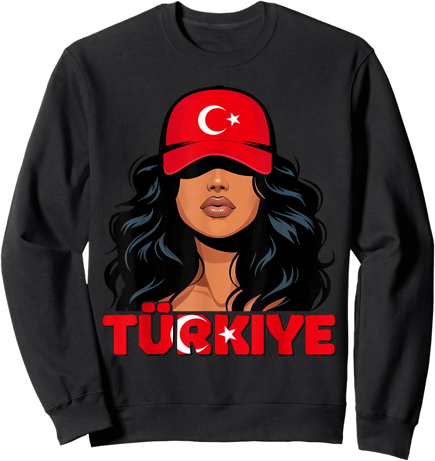 Turkish Girl Türkiye Turkish Flag Turkey Türk Kizi Women Sweatshirt - Sweatshirt | Black