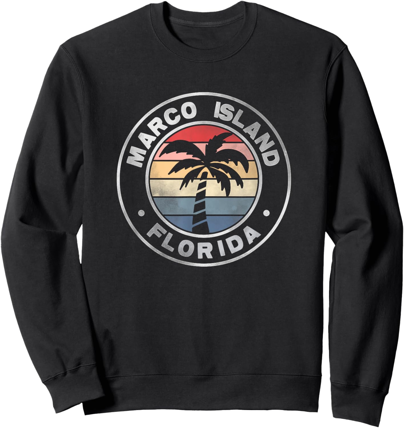 Marco Island Florida Sunset Palm Trees Beach Retro Sweatshirt - Sweatshirt | Black