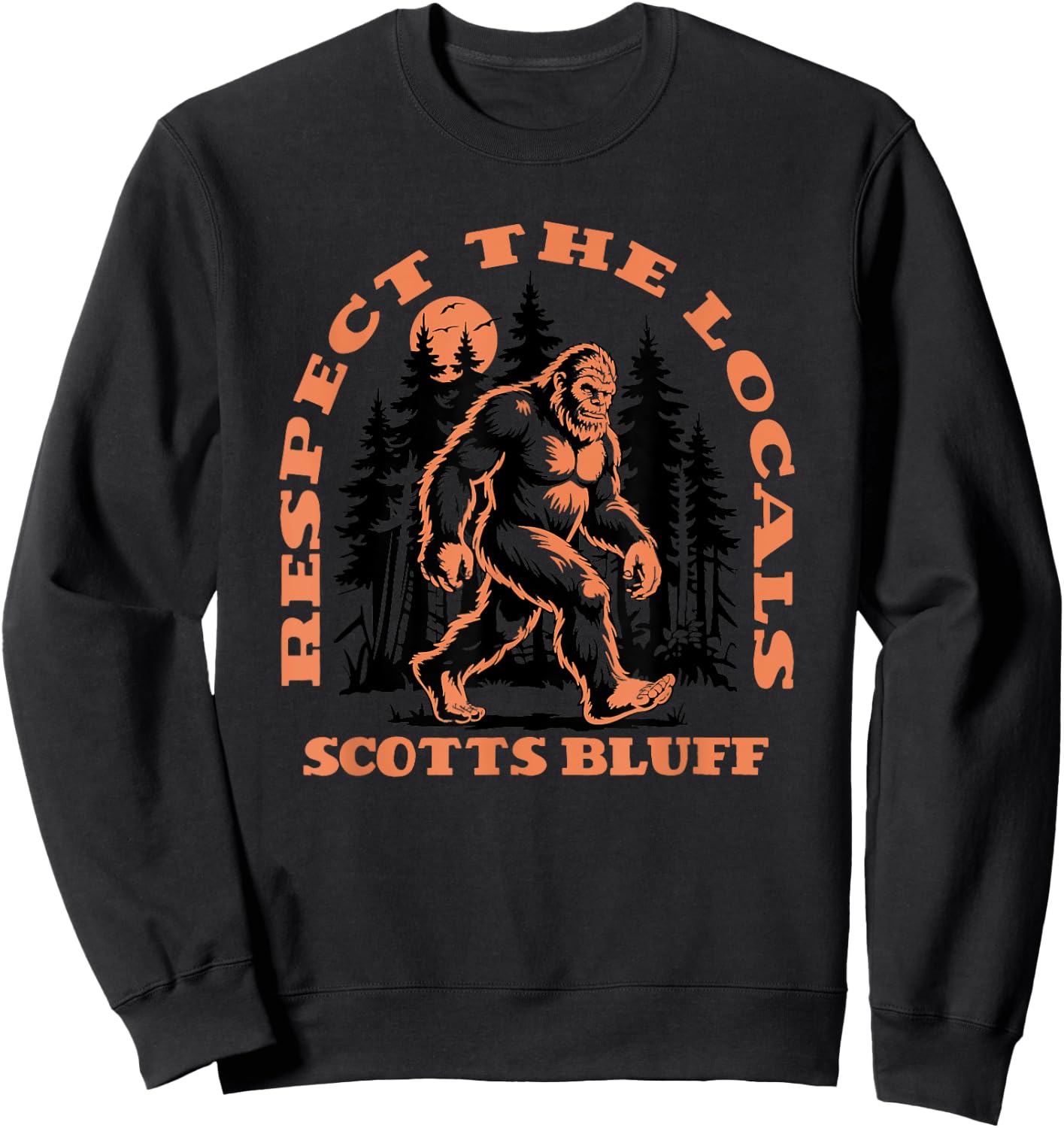 Scotts Bluff Bigfoot Respect the Locals Retro Sasquatch Sweatshirt - Sweatshirt | Black