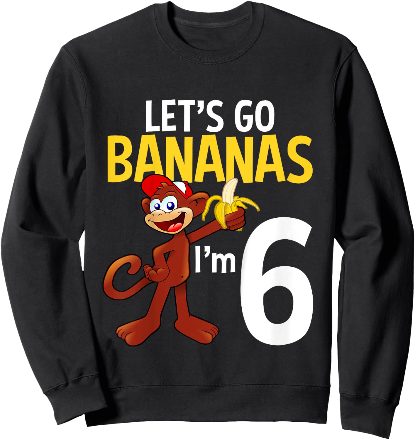 6 Year Old Monkey Birthday Party Zoo Animal Theme 6th Gift Sweatshirt - Sweatshirt | Black
