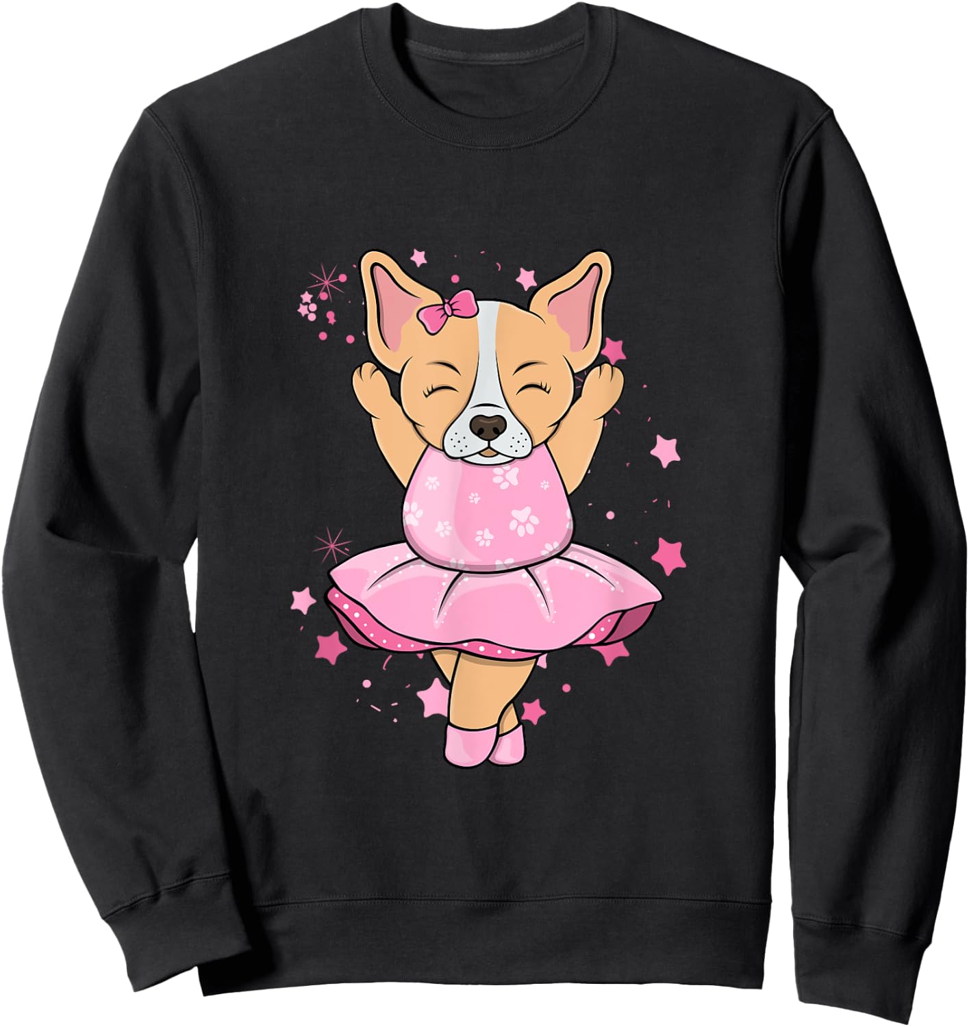 Sweet pink Ballerina Chihuahua Dog Ballett in Tutu Women Kids Sweatshirt - Sweatshirt | Black
