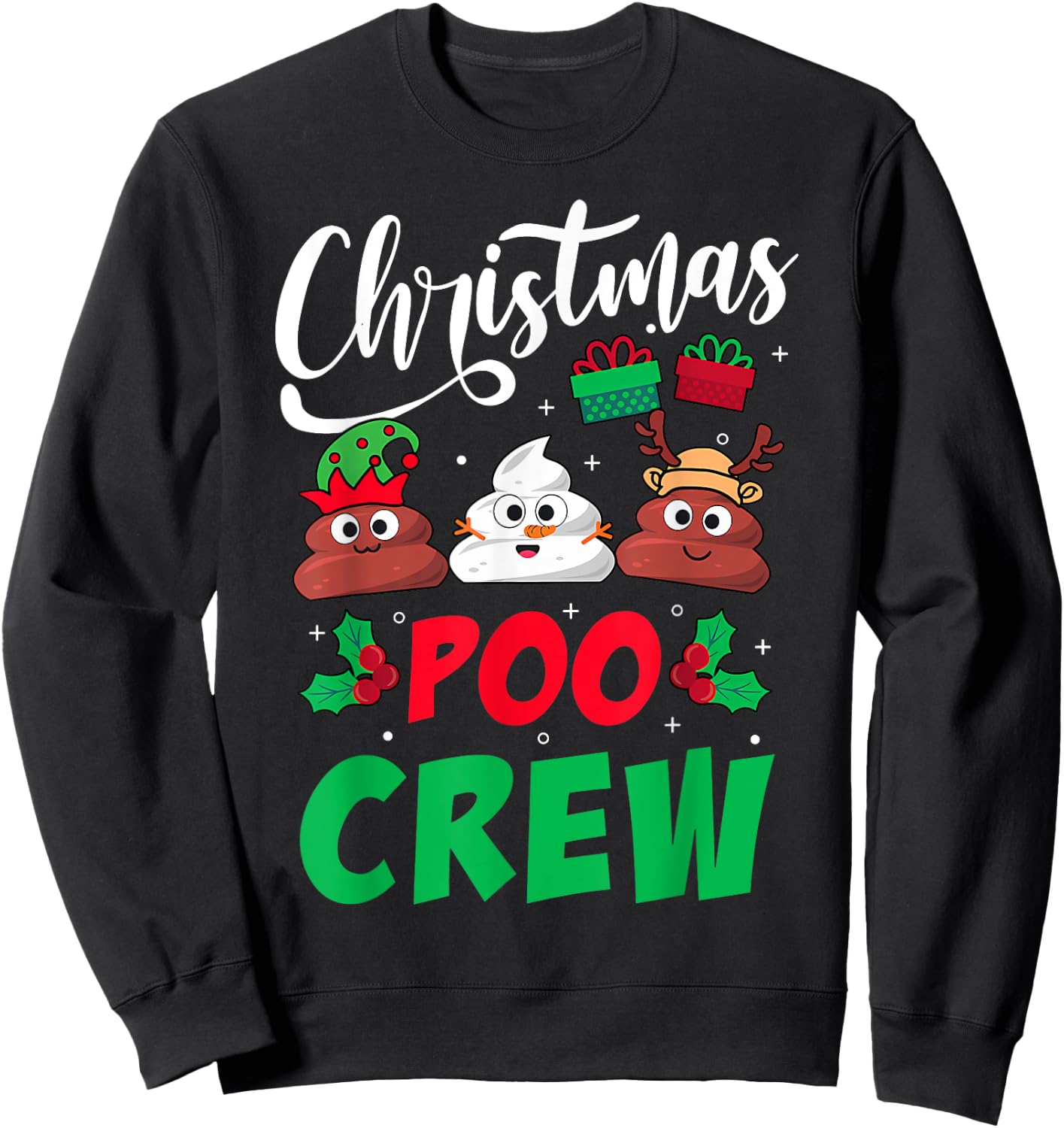 Christmas Poo Crew Funny Poo Xmas Pajama Sweatshirt - Sweatshirt | Black