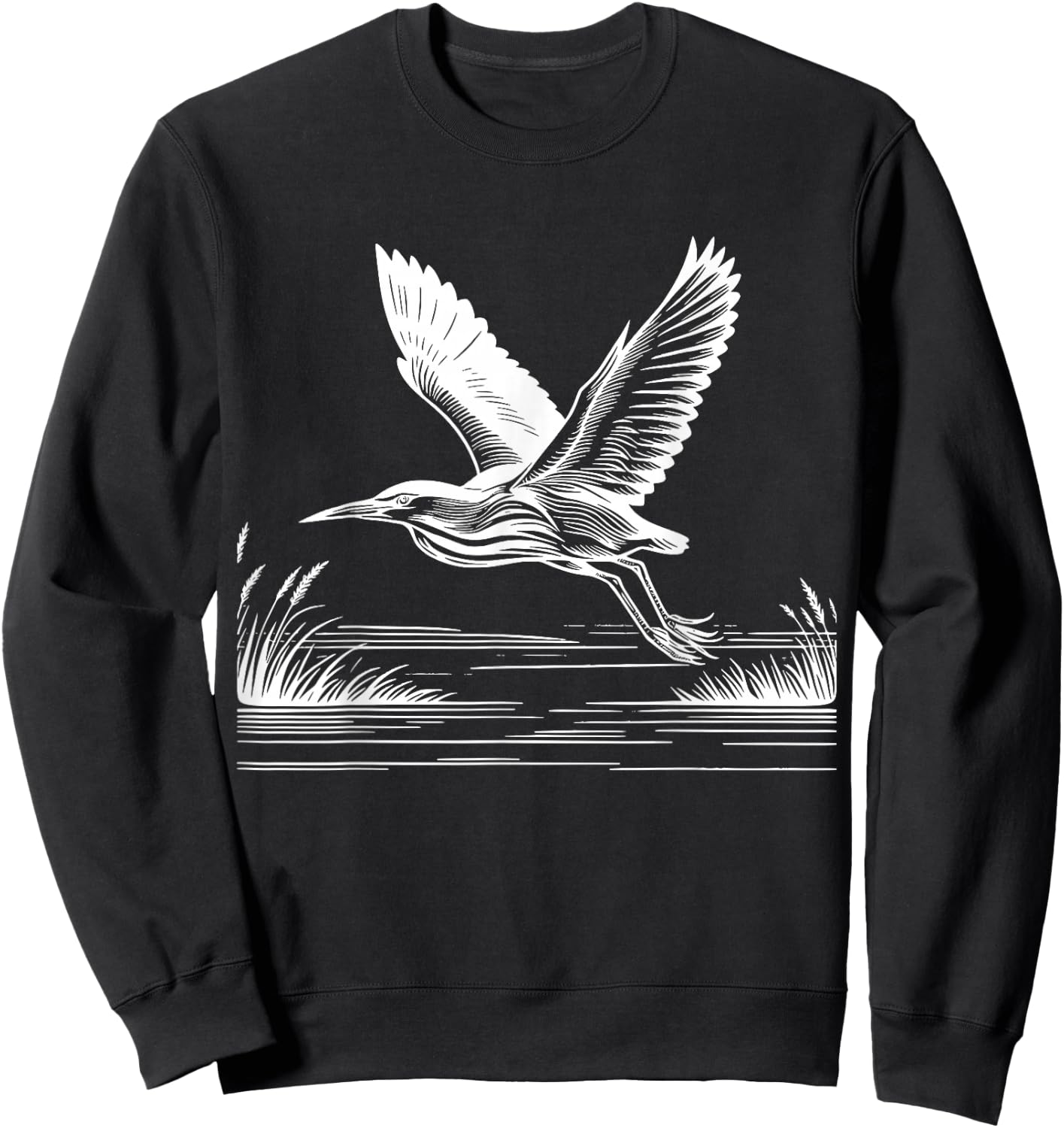 Line Art Bird & Ornithologist American Bittern Sweatshirt - Sweatshirt | Black