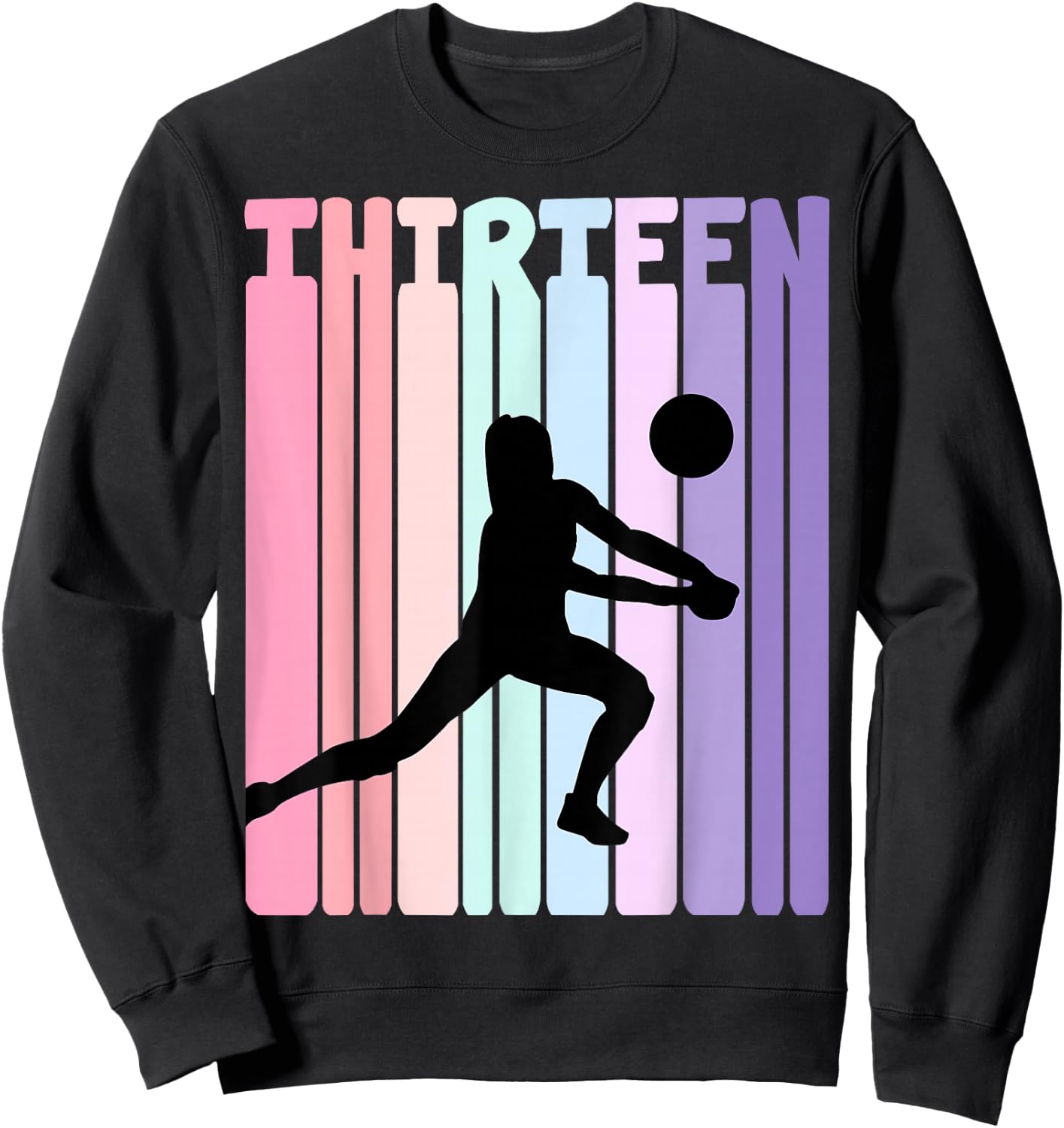 13th Birthday Retro Volleyball Girl Player 13 Years Old Kids Sweatshirt - Sweatshirt | Black