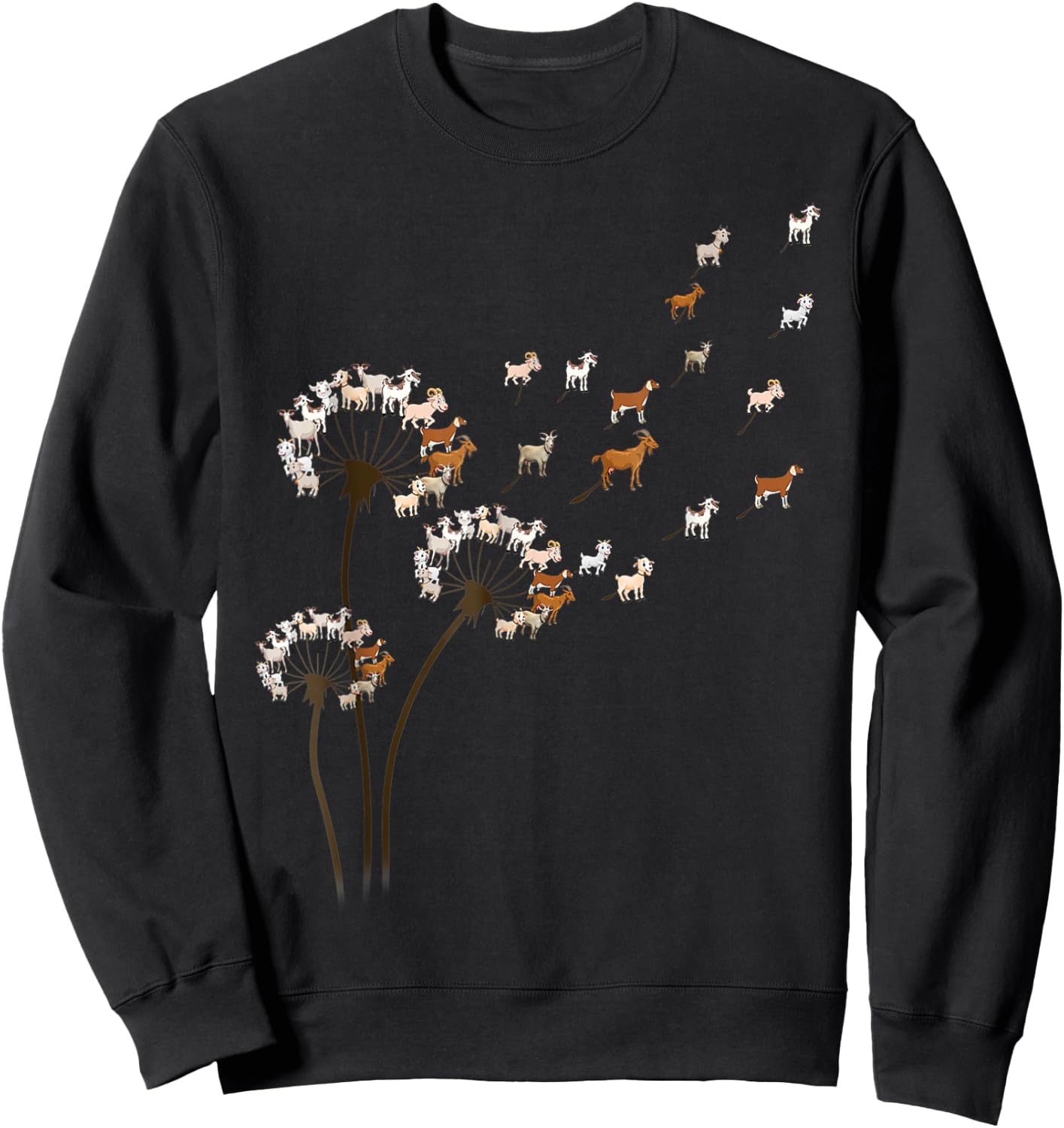 Goat Dandelion Flower Funny Animals Lovers Women Sweatshirt - Sweatshirt | Black