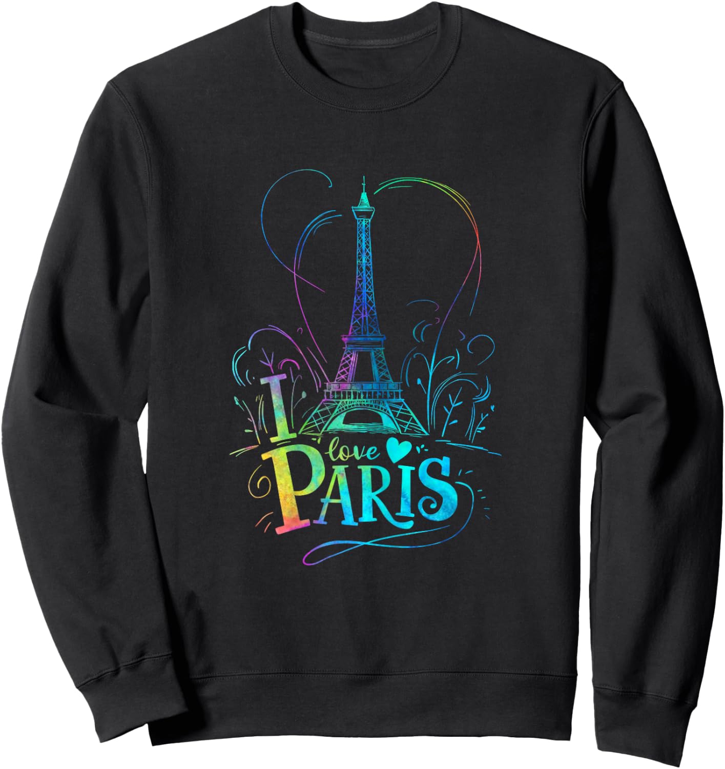 Eiffel Tower Paris Holiday France Souvenir Women Girls , black Sweatshirt - Sweatshirt | Black