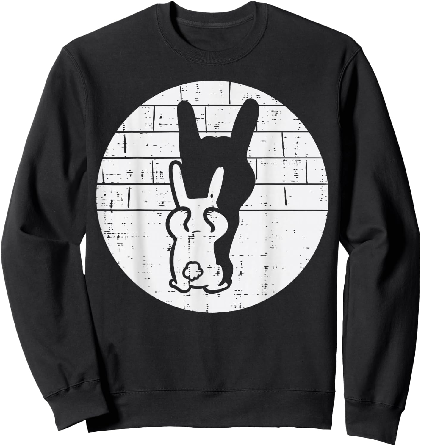 Easter Bunny Shadow Rock Hand Rabbit Rocker Boys Kids Men Sweatshirt - Sweatshirt | Black