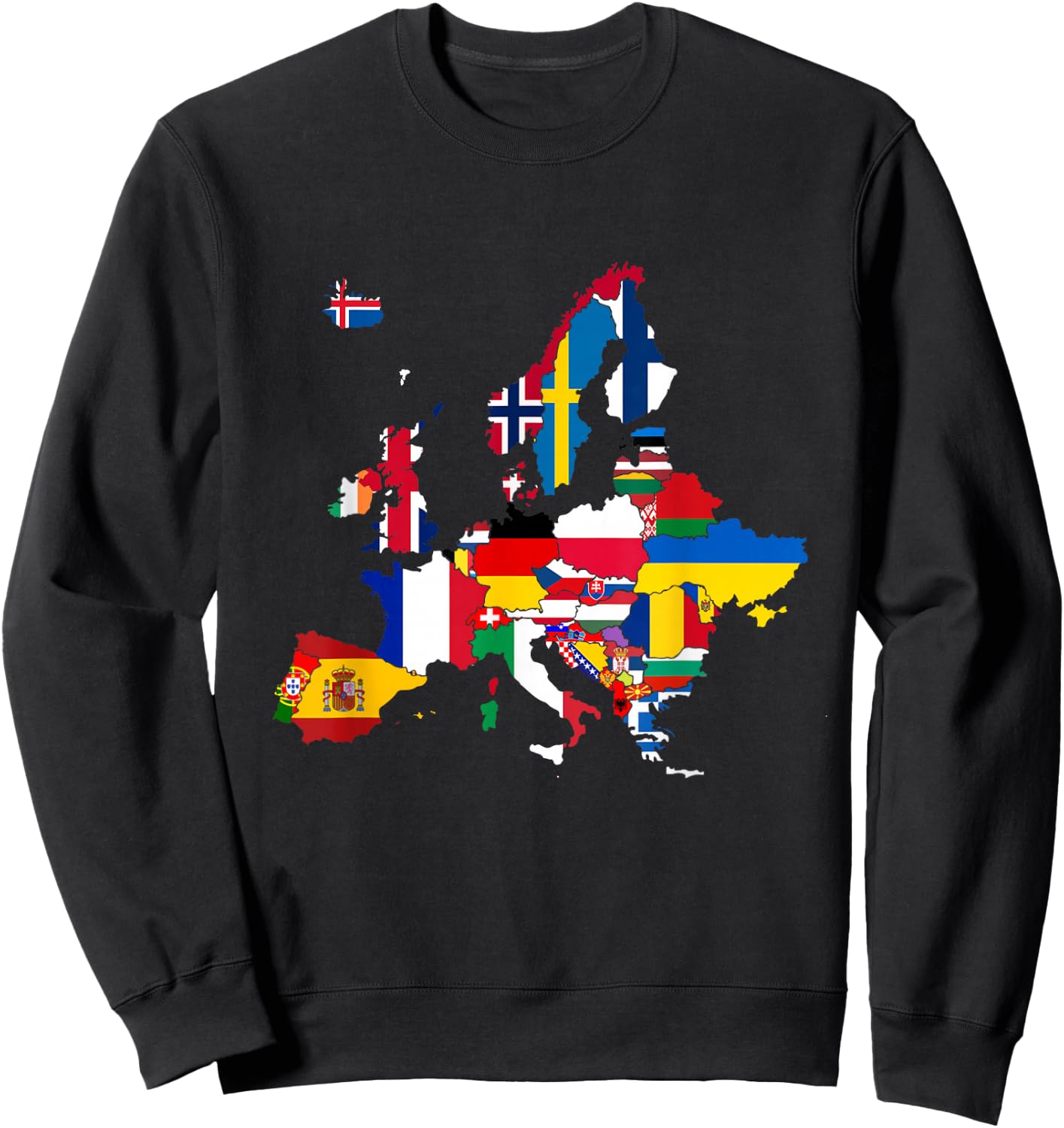 Europe, European flags, European flags, map of Europe. Sweatshirt - Sweatshirt | Black