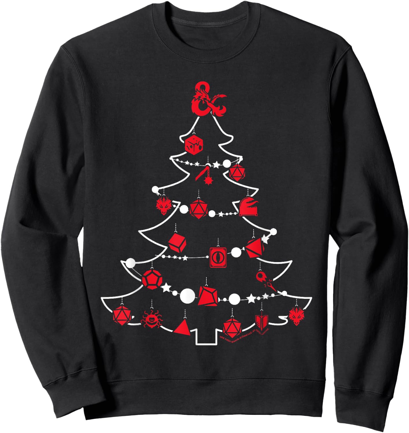 Dungeons & Dragons Christmas Tree Dice Baubles Sweatshirt - Sweatshirt | Black