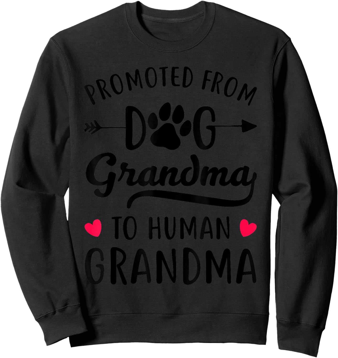 Promoted From Dog grandma To Human grandma Sweatshirt - Sweatshirt | Black